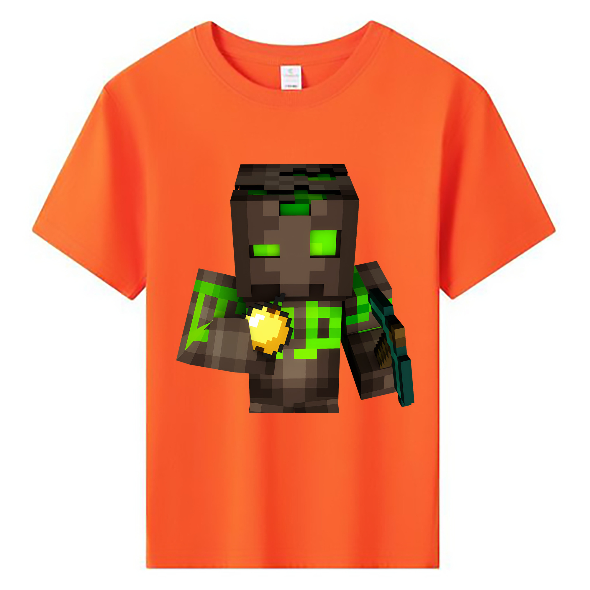 （画像用） マインクラフト ブロックの世界 Minecraft MC Block world 綿100％キッズTシャツ（フロントプリント）