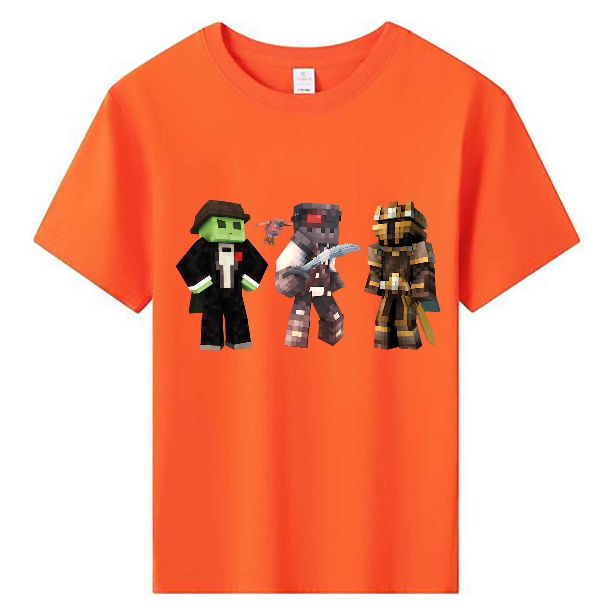 （画像用） マインクラフト ブロックの世界 Minecraft MC Block world 綿100％キッズTシャツ（フロントプリント）