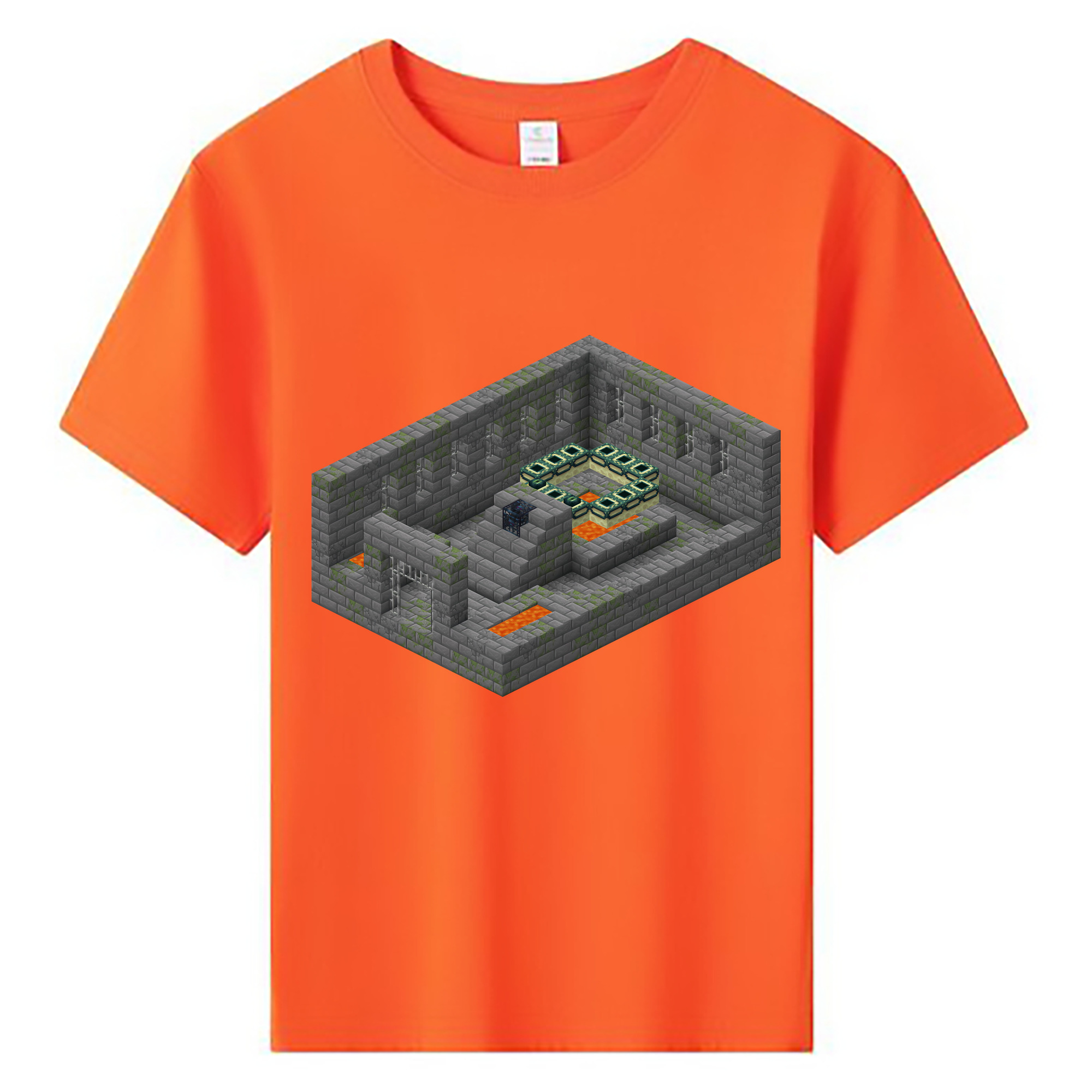 （画像用） マインクラフト ブロックの世界 Minecraft MC Block world 綿100％キッズTシャツ（フロントプリント）
