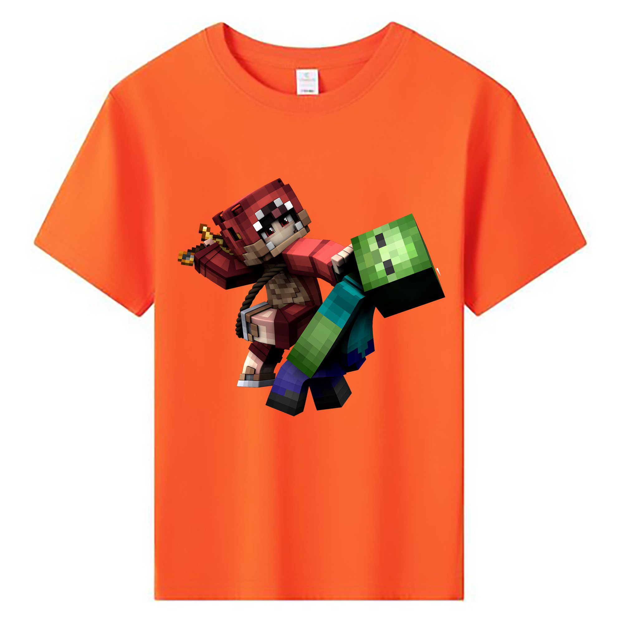 （画像用） マインクラフト ブロックの世界 Minecraft MC Block world 綿100％キッズTシャツ（フロントプリント）