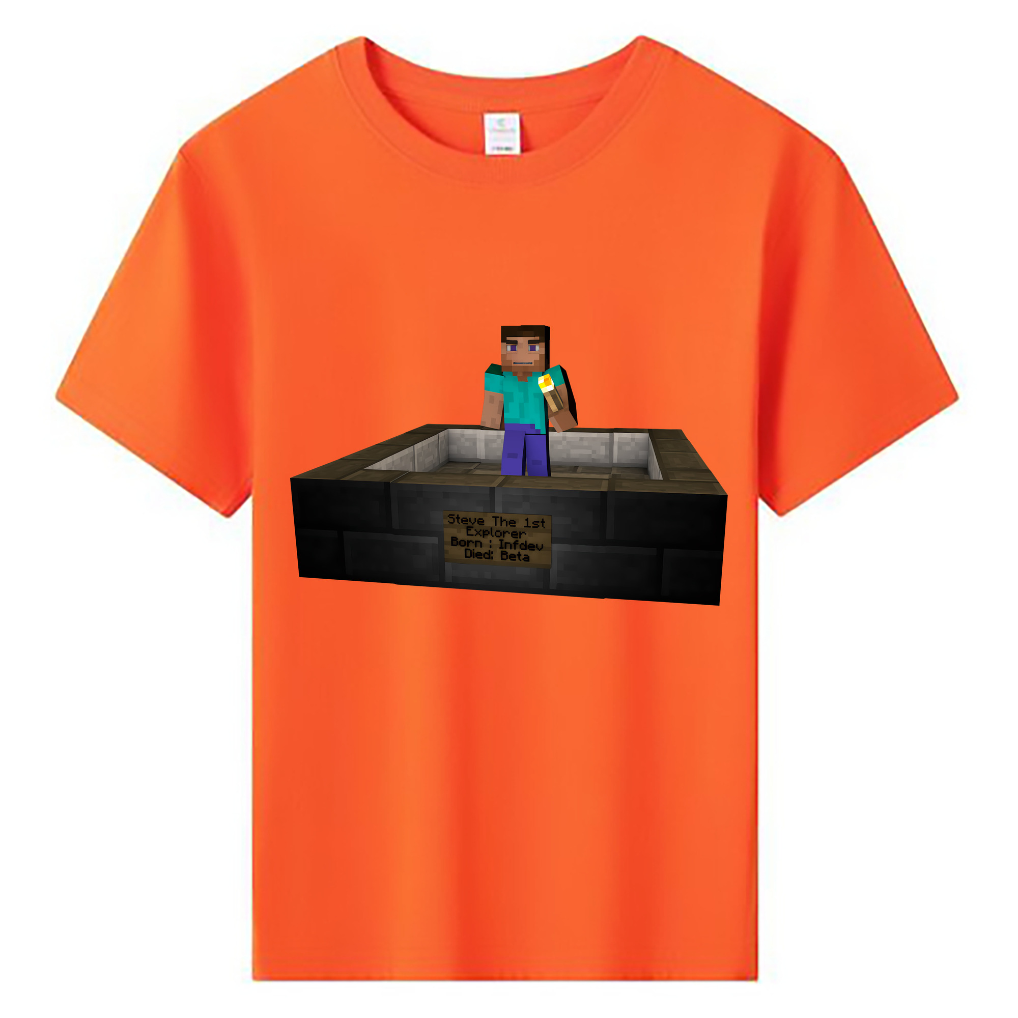 （画像用） マインクラフト ブロックの世界 Minecraft MC Block world 綿100％キッズTシャツ（フロントプリント）