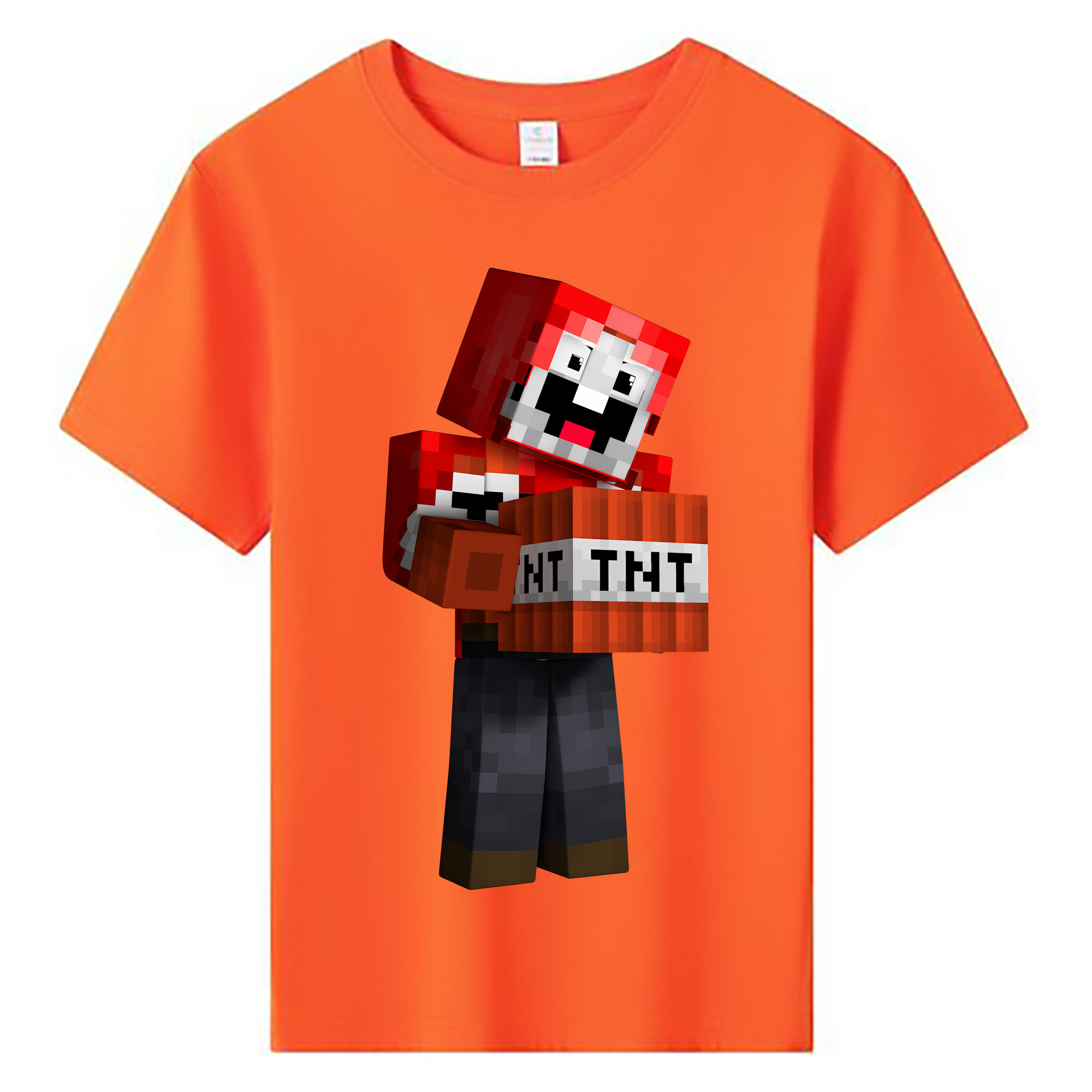 （画像用） マインクラフト ブロックの世界 Minecraft MC Block world 綿100％キッズTシャツ（フロントプリント）
