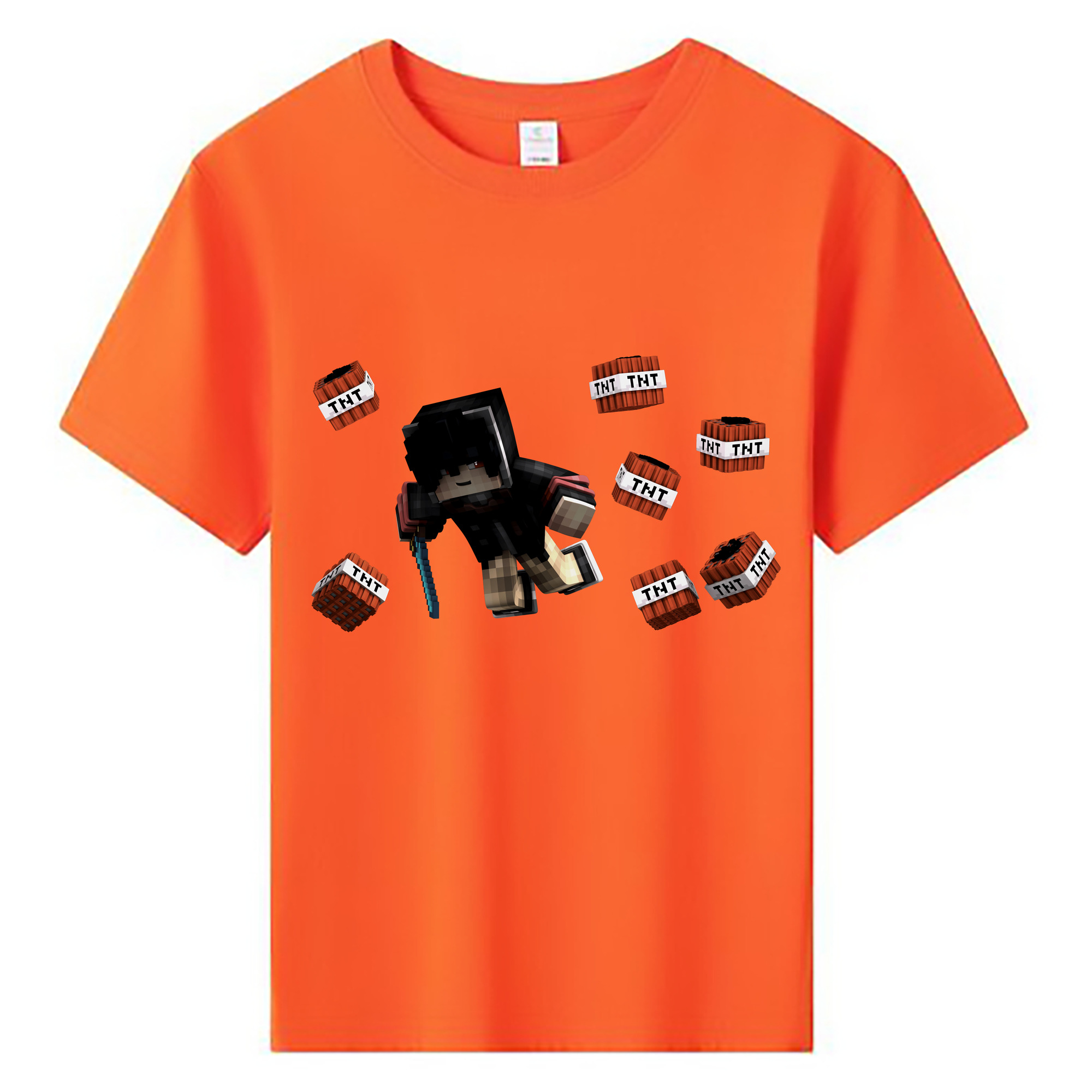 （画像用） マインクラフト ブロックの世界 Minecraft MC Block world 綿100％キッズTシャツ（フロントプリント）