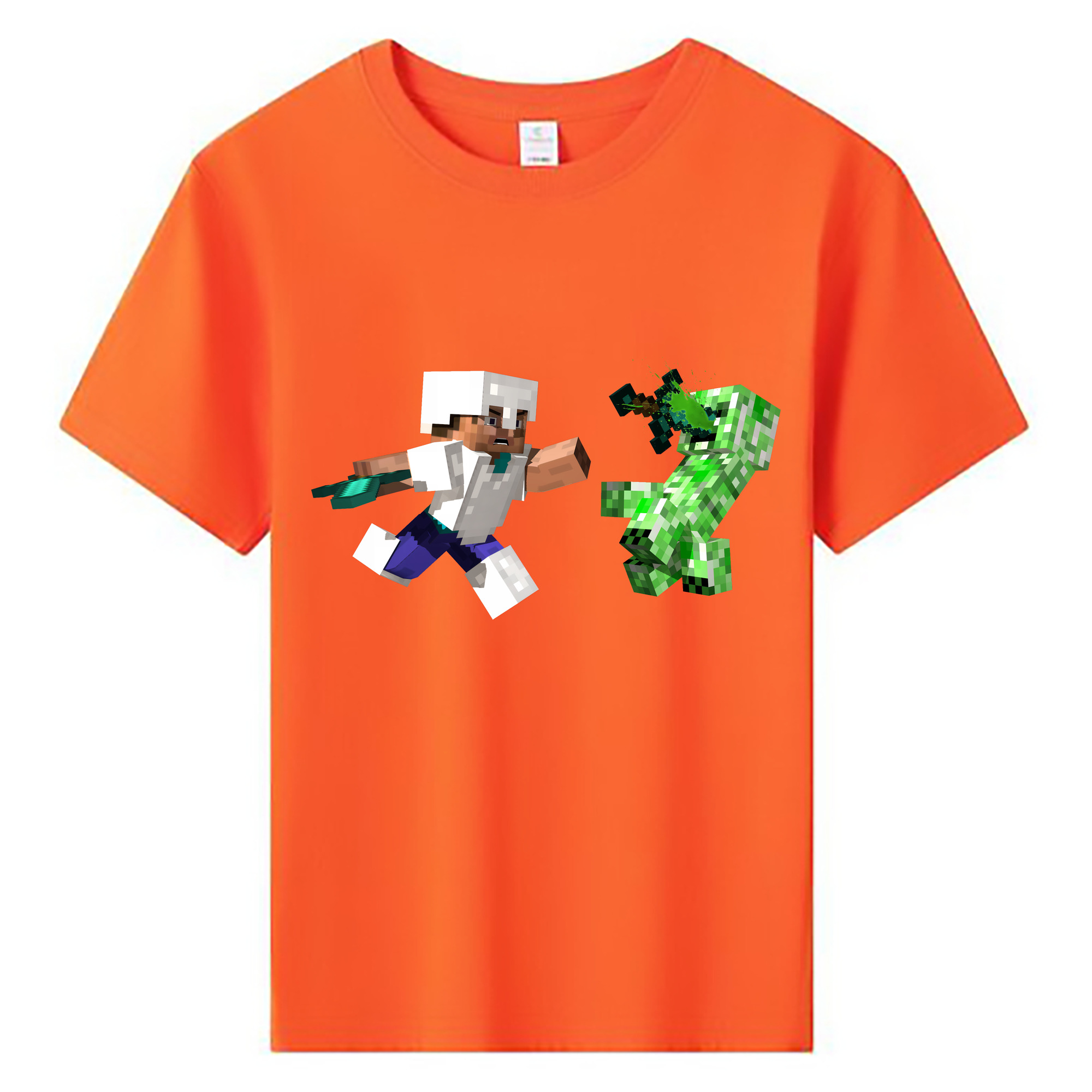 （画像用） マインクラフト ブロックの世界 Minecraft MC Block world 綿100％キッズTシャツ（フロントプリント）