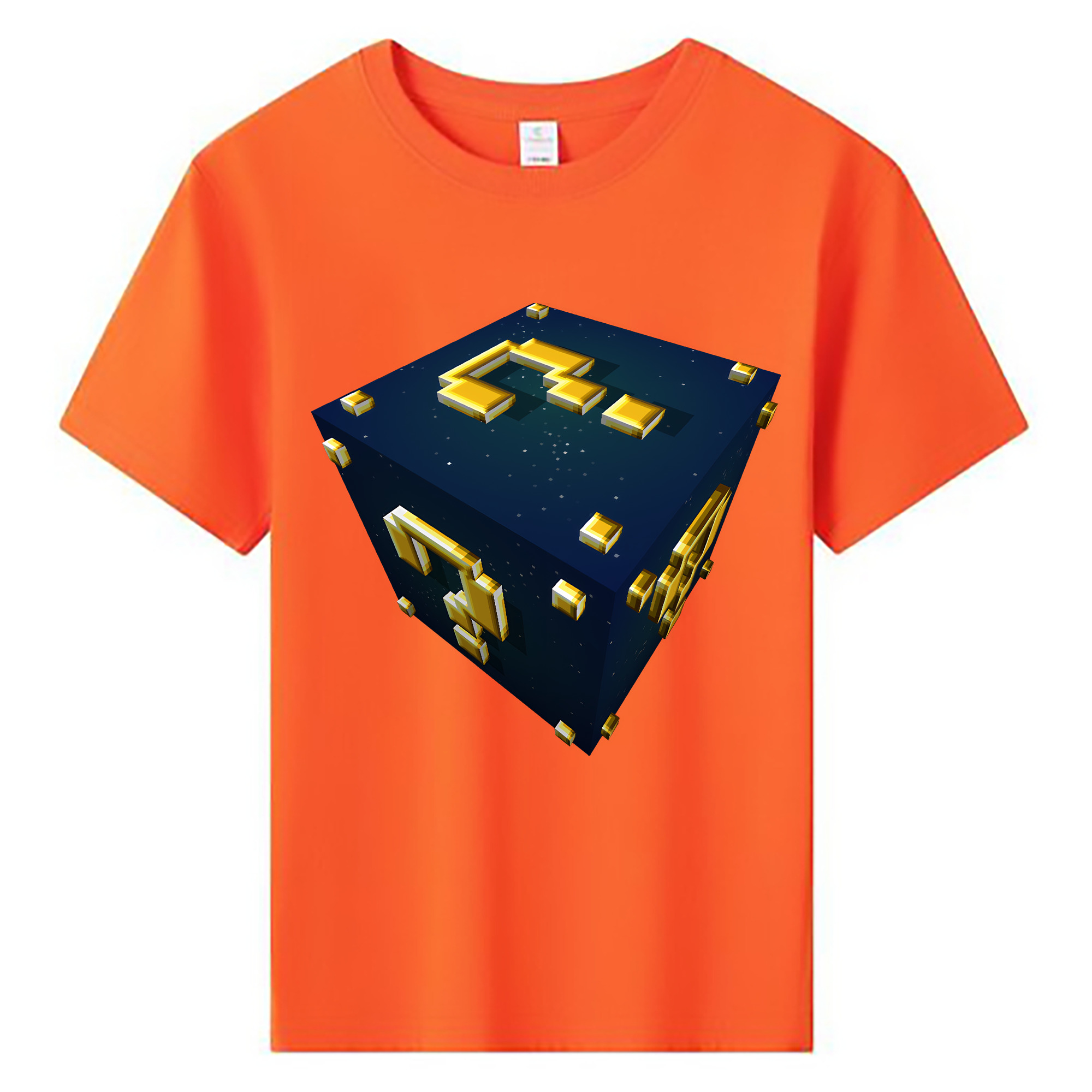 （画像用） マインクラフト ブロックの世界 Minecraft MC Block world 綿100％キッズTシャツ（フロントプリント）