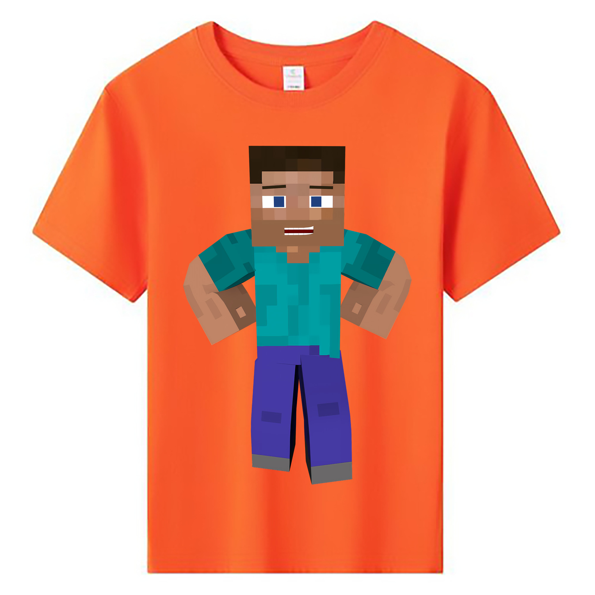 （画像用） マインクラフト ブロックの世界 Minecraft MC Block world 綿100％キッズTシャツ（フロントプリント）