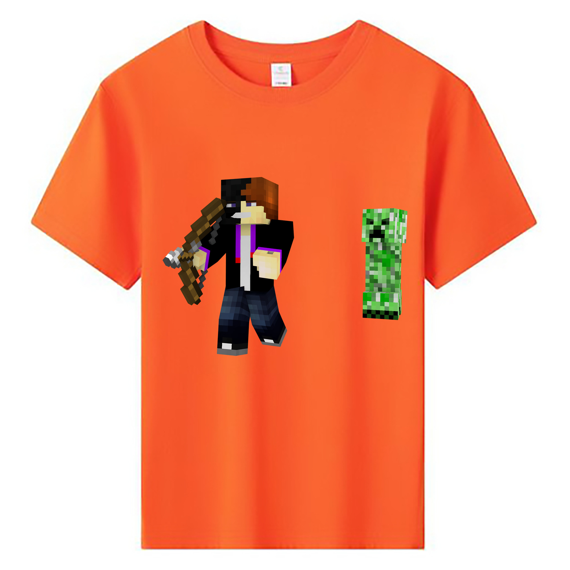 （画像用） マインクラフト ブロックの世界 Minecraft MC Block world 綿100％キッズTシャツ（フロントプリント）