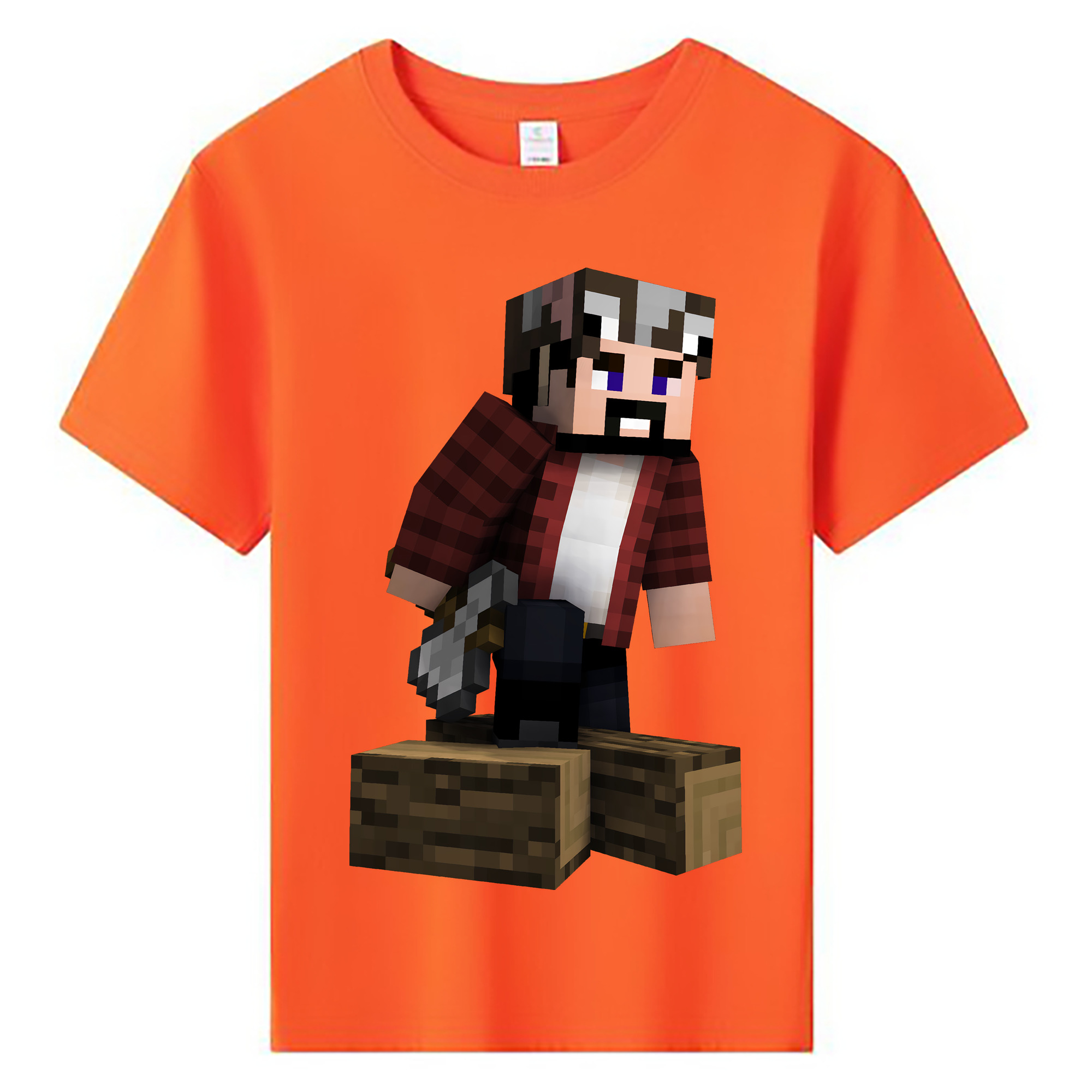 （画像用） マインクラフト ブロックの世界 Minecraft MC Block world 綿100％キッズTシャツ（フロントプリント）