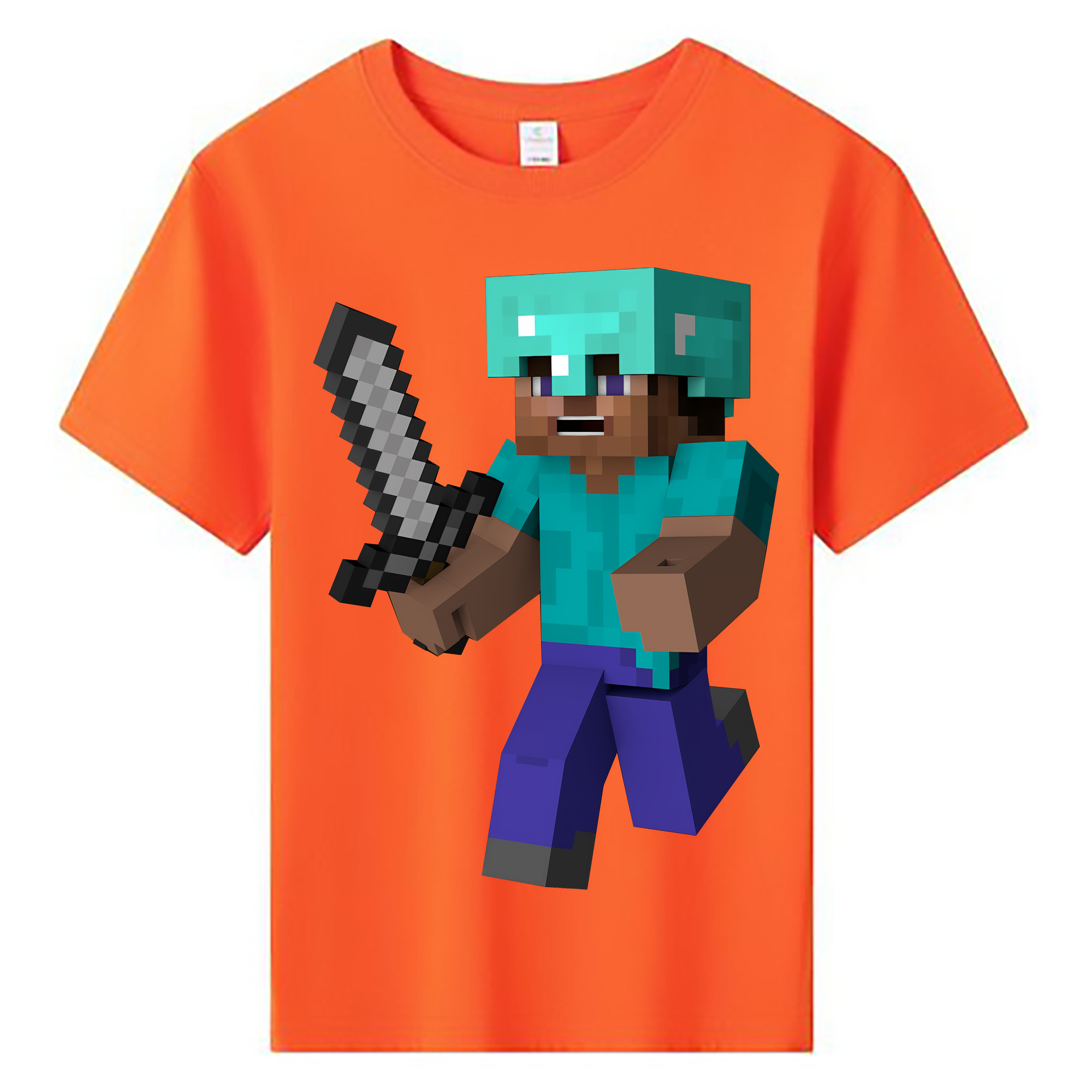 （画像用） マインクラフト ブロックの世界 Minecraft MC Block world 綿100％キッズTシャツ（フロントプリント）