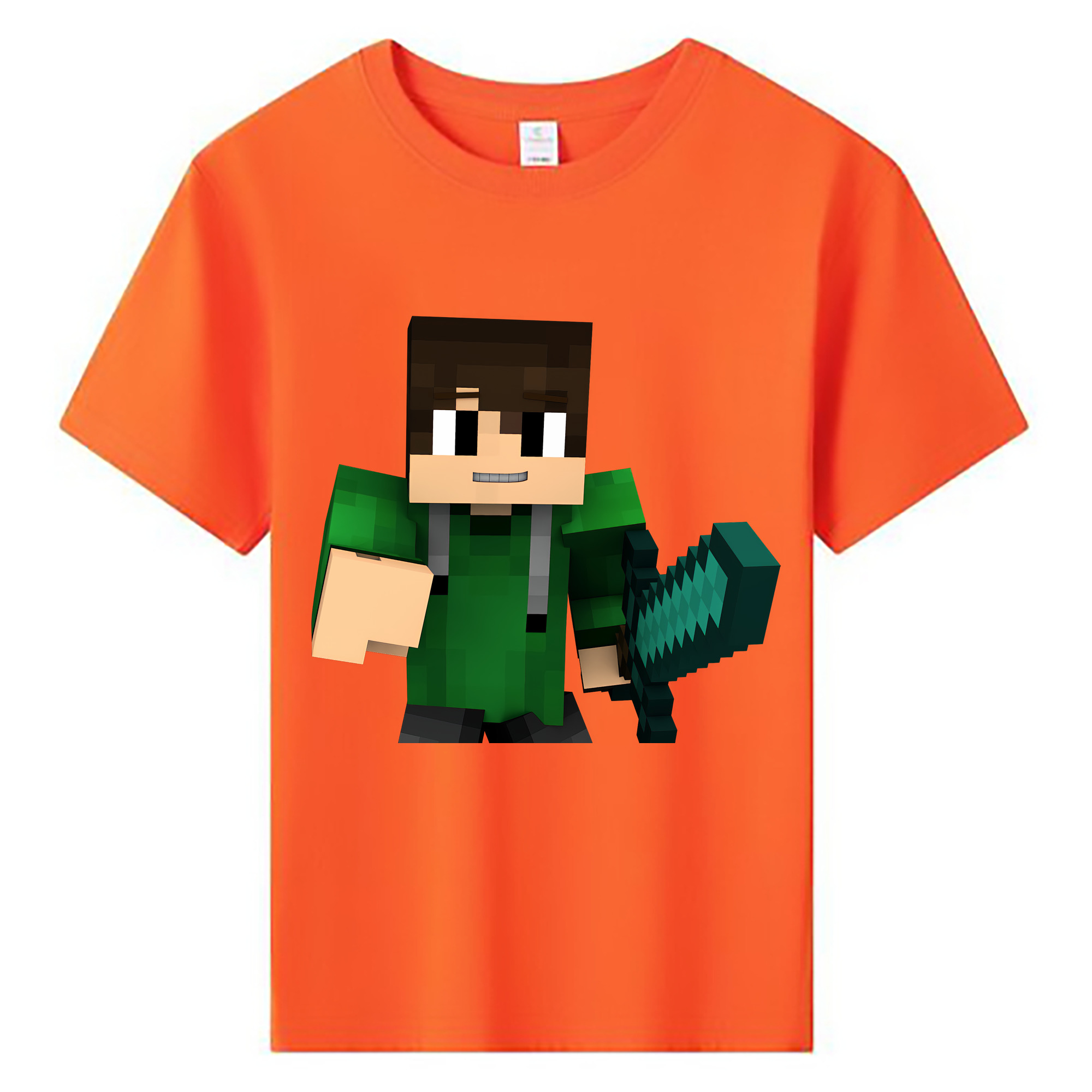 （画像用） マインクラフト ブロックの世界 Minecraft MC Block world 綿100％キッズTシャツ（フロントプリント）