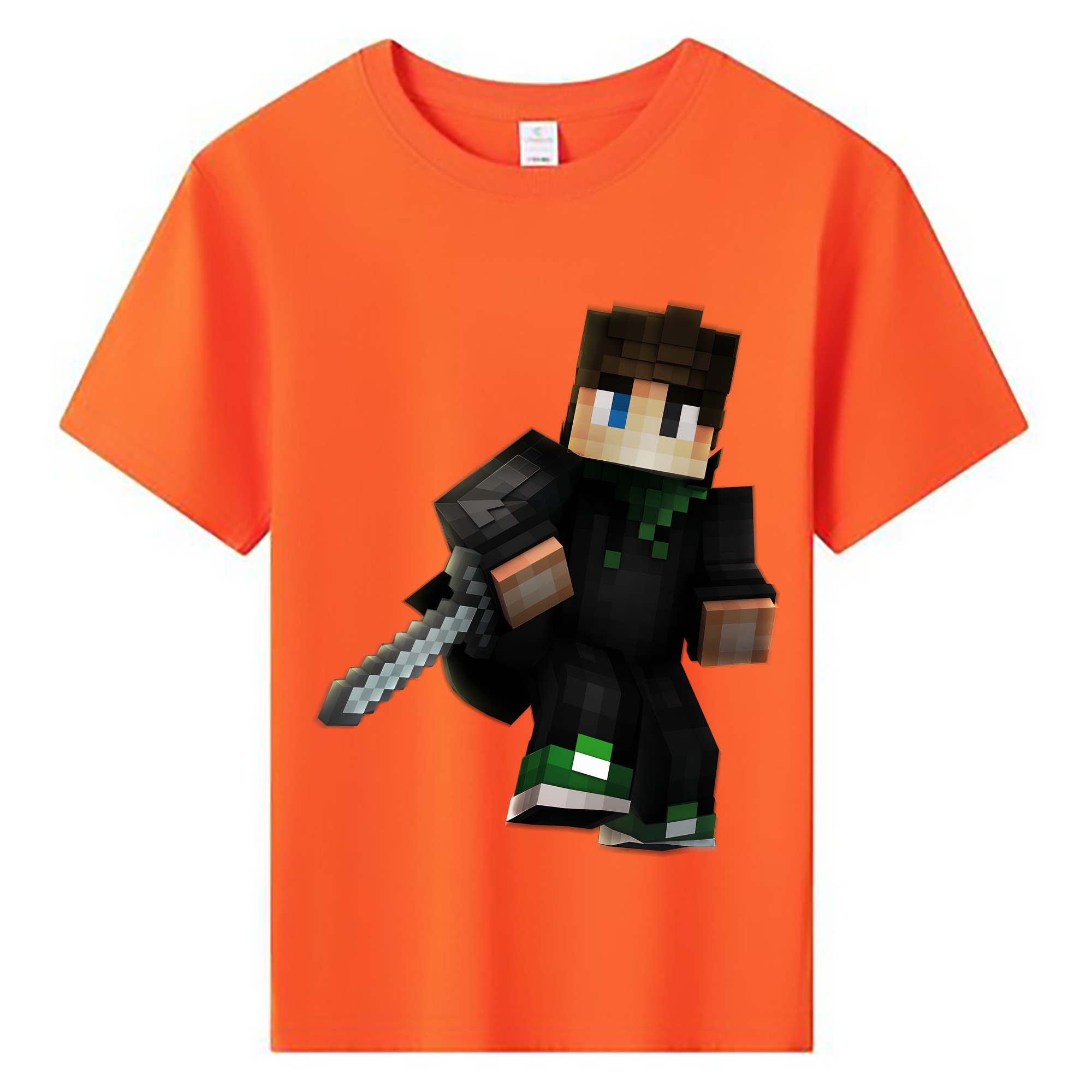 （画像用） マインクラフト ブロックの世界 Minecraft MC Block world 綿100％キッズTシャツ（フロントプリント）