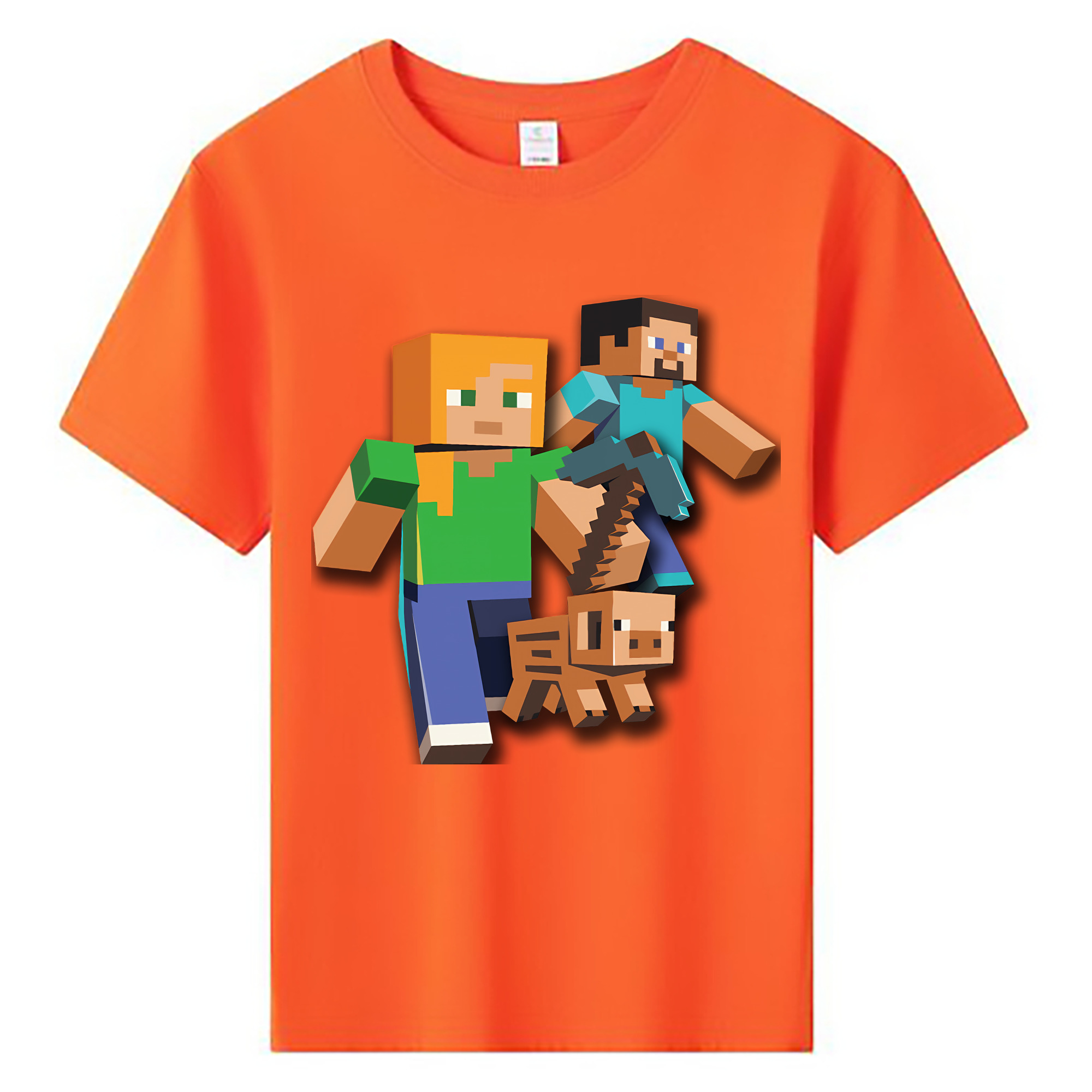 （画像用） マインクラフト ブロックの世界 Minecraft MC Block world 綿100％キッズTシャツ（フロントプリント）