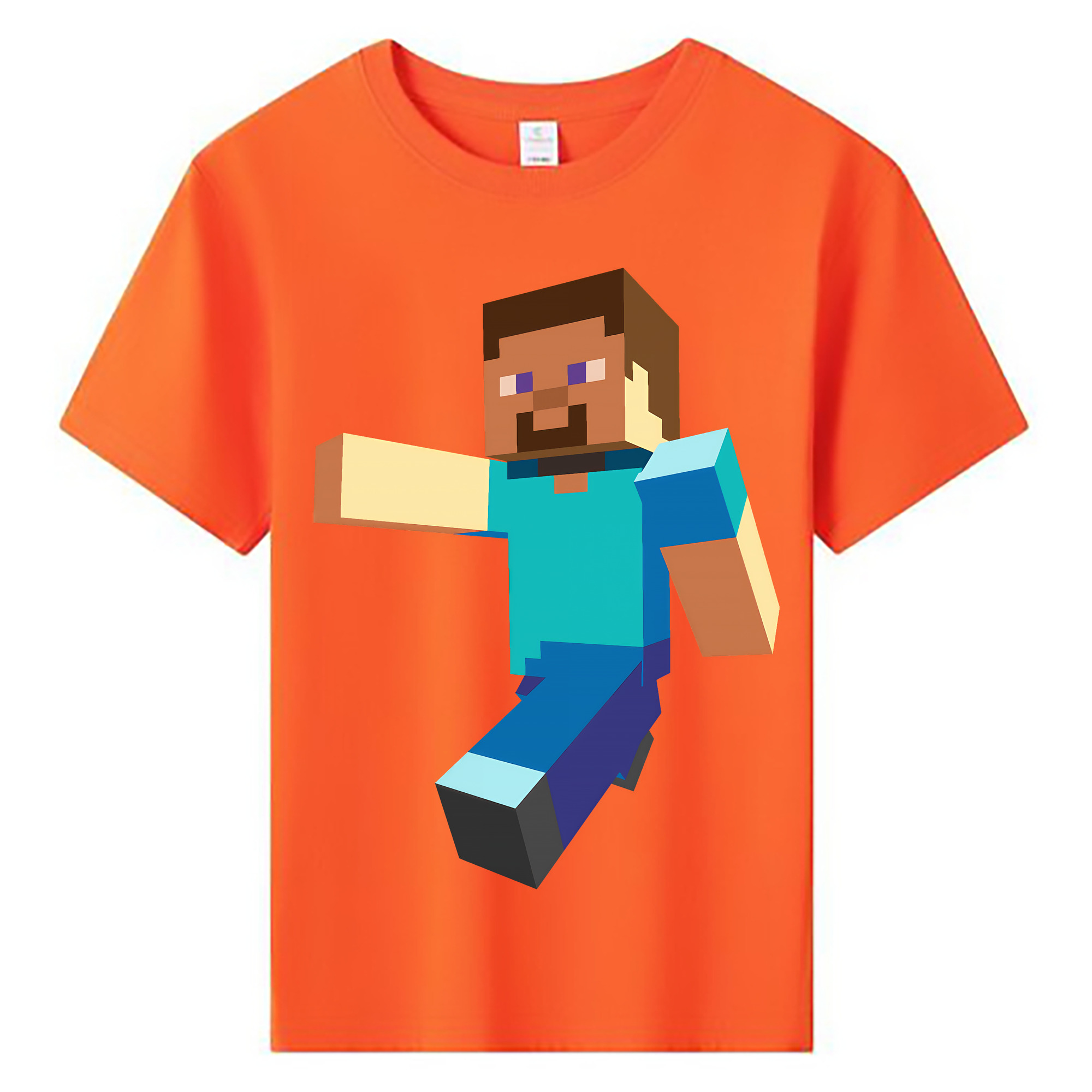 （画像用） マインクラフト ブロックの世界 Minecraft MC Block world 綿100％キッズTシャツ（フロントプリント）
