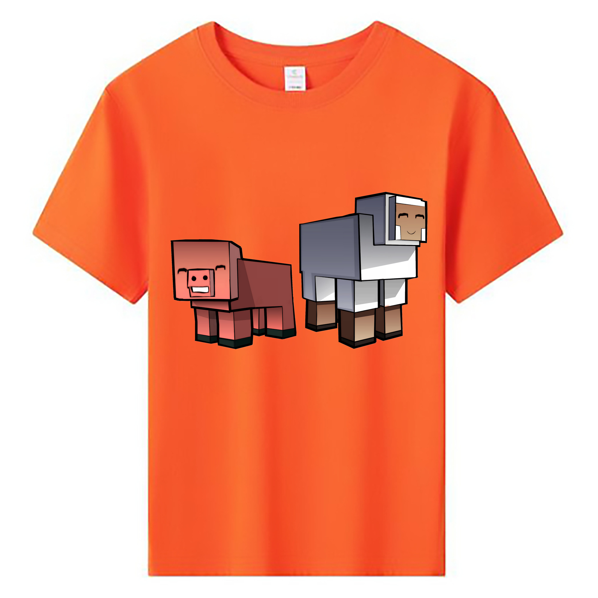 （画像用） マインクラフト ブロックの世界 Minecraft MC Block world 綿100％キッズTシャツ（フロントプリント）