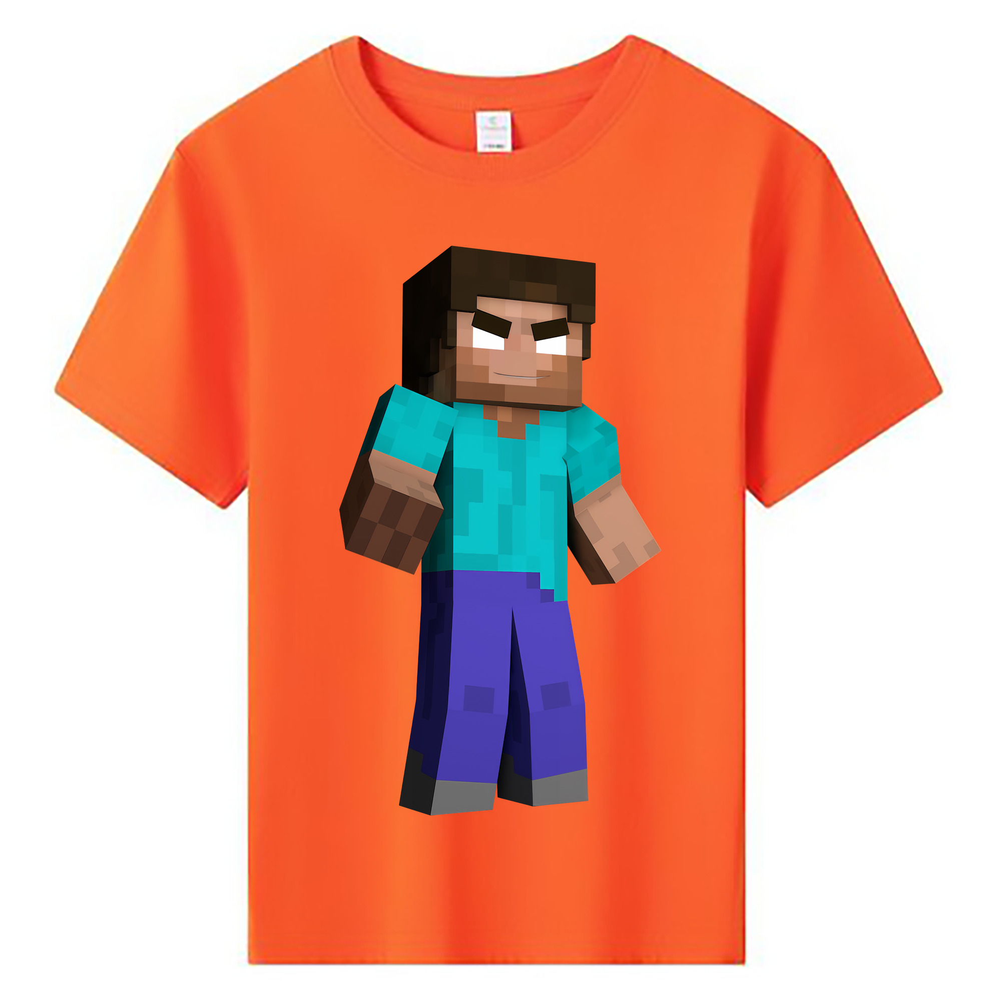 （画像用） マインクラフト ブロックの世界 Minecraft MC Block world 綿100％キッズTシャツ（フロントプリント）