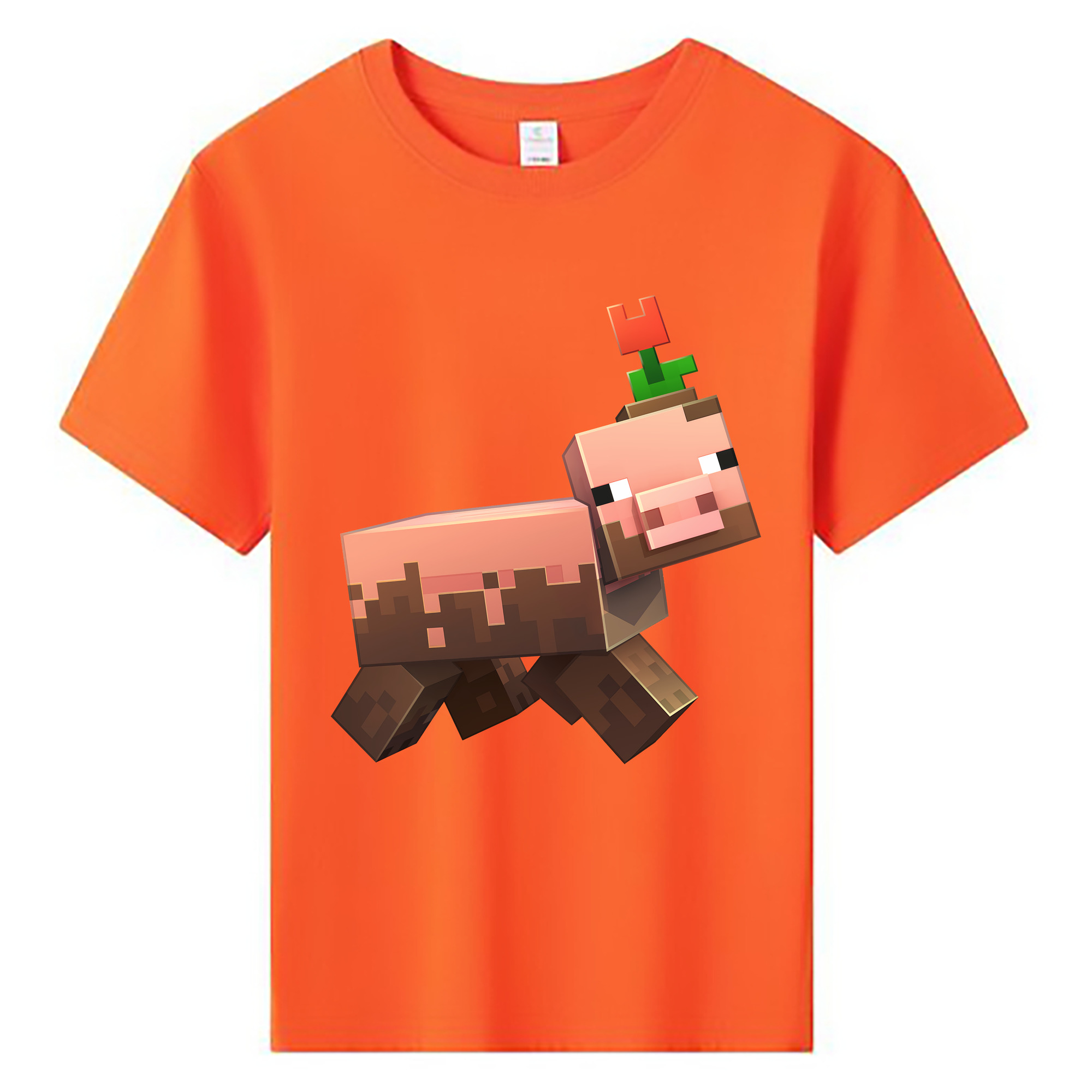 （画像用） マインクラフト ブロックの世界 Minecraft MC Block world 綿100％キッズTシャツ（フロントプリント）