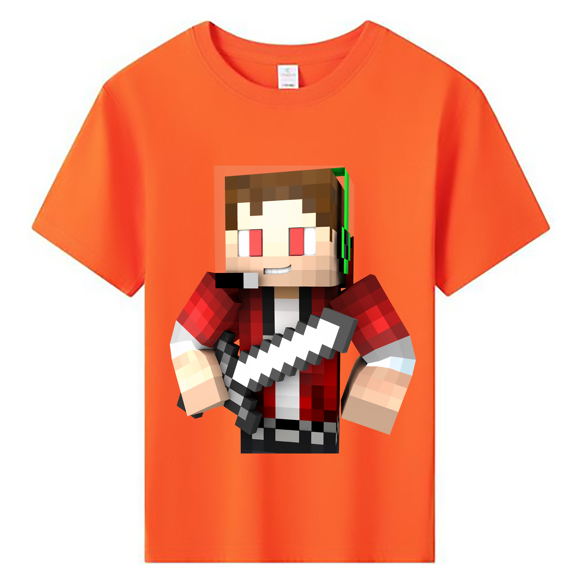 （画像用） マインクラフト ブロックの世界 Minecraft MC Block world 綿100％キッズTシャツ（フロントプリント）