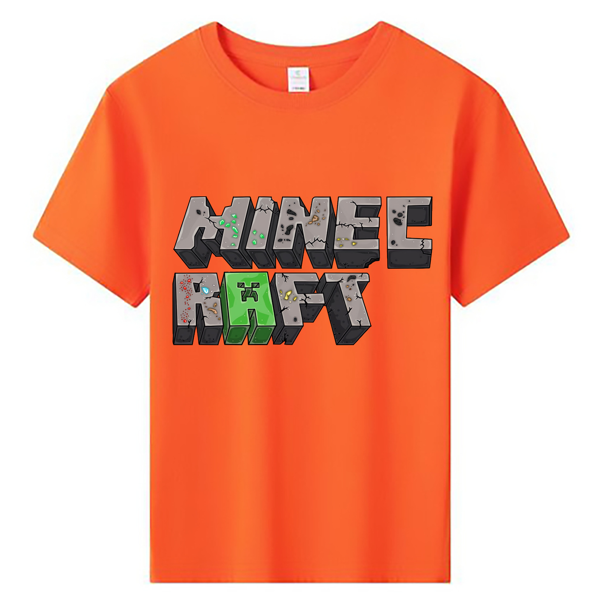 （画像用） マインクラフト ブロックの世界 Minecraft MC Block world 綿100％キッズTシャツ（フロントプリント）