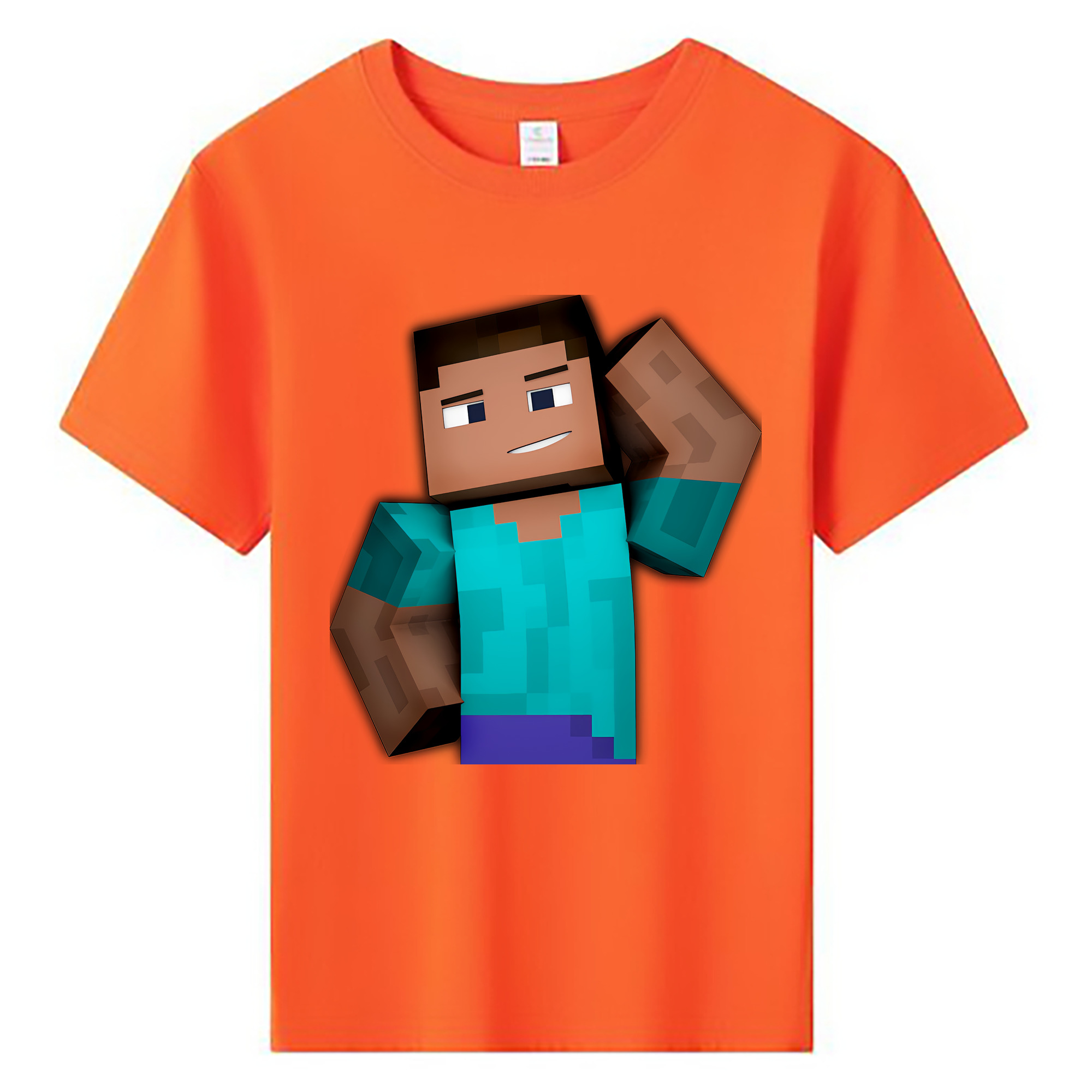（画像用） マインクラフト ブロックの世界 Minecraft MC Block world 綿100％キッズTシャツ（フロントプリント）