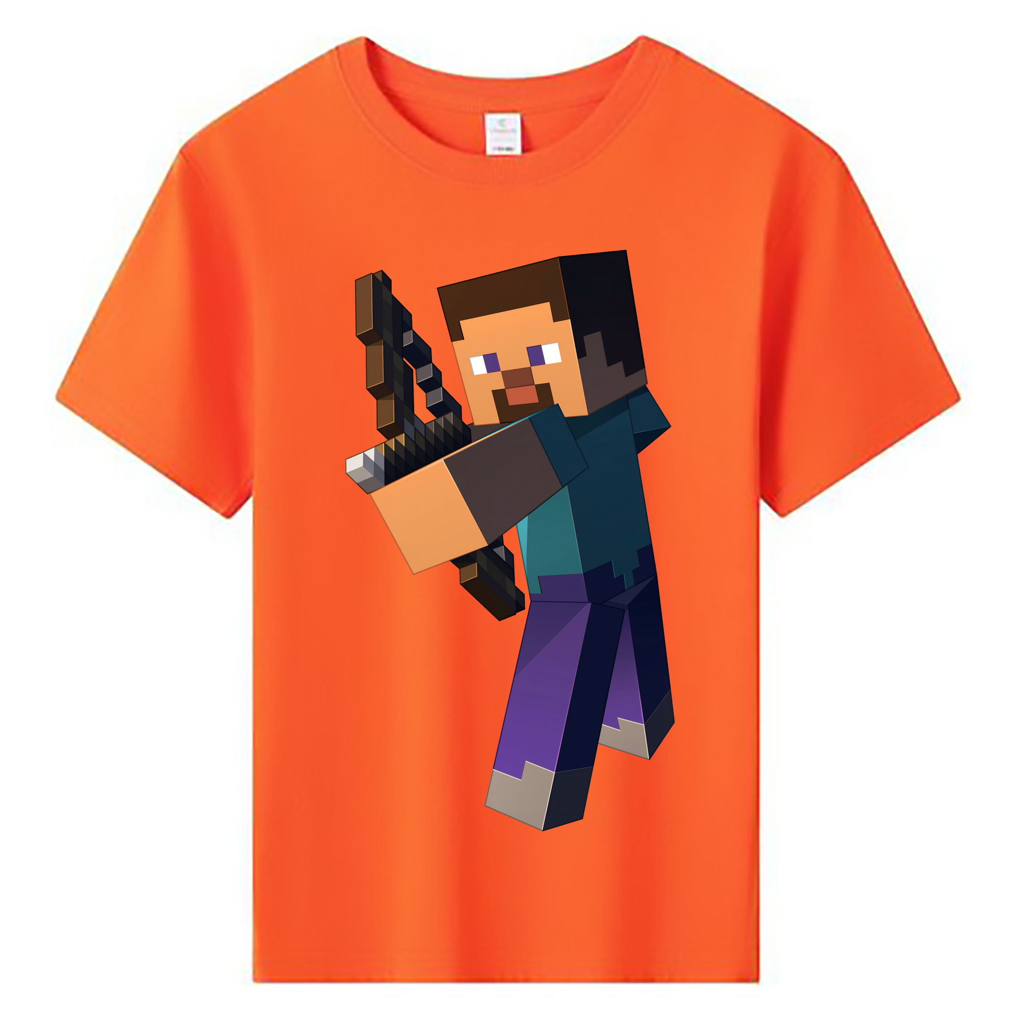（画像用） マインクラフト ブロックの世界 Minecraft MC Block world 綿100％キッズTシャツ（フロントプリント）