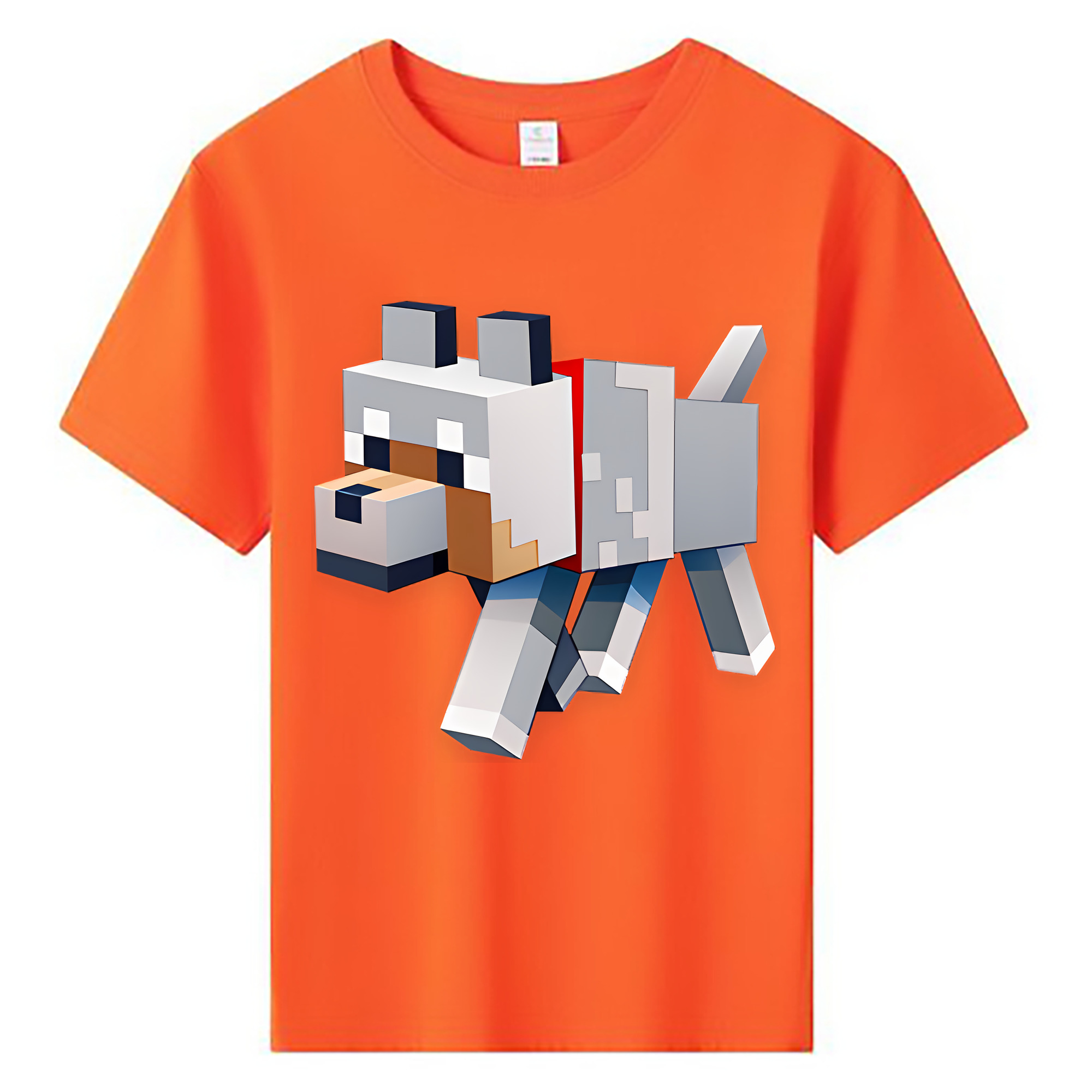 （画像用） マインクラフト ブロックの世界 Minecraft MC Block world 綿100％キッズTシャツ（フロントプリント）