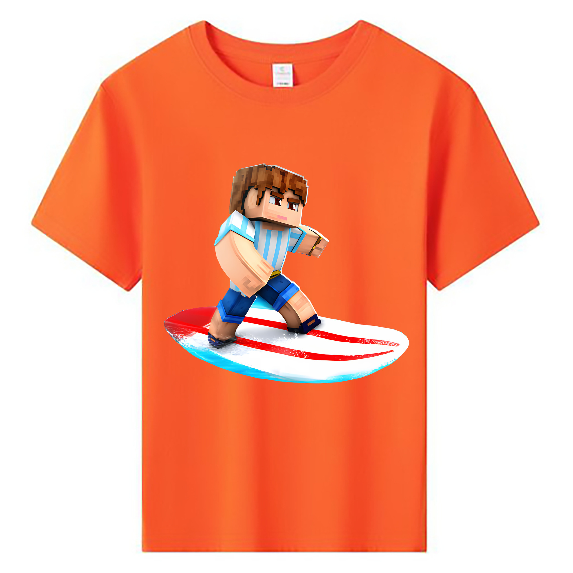 （画像用） マインクラフト ブロックの世界 Minecraft MC Block world 綿100％キッズTシャツ（フロントプリント）