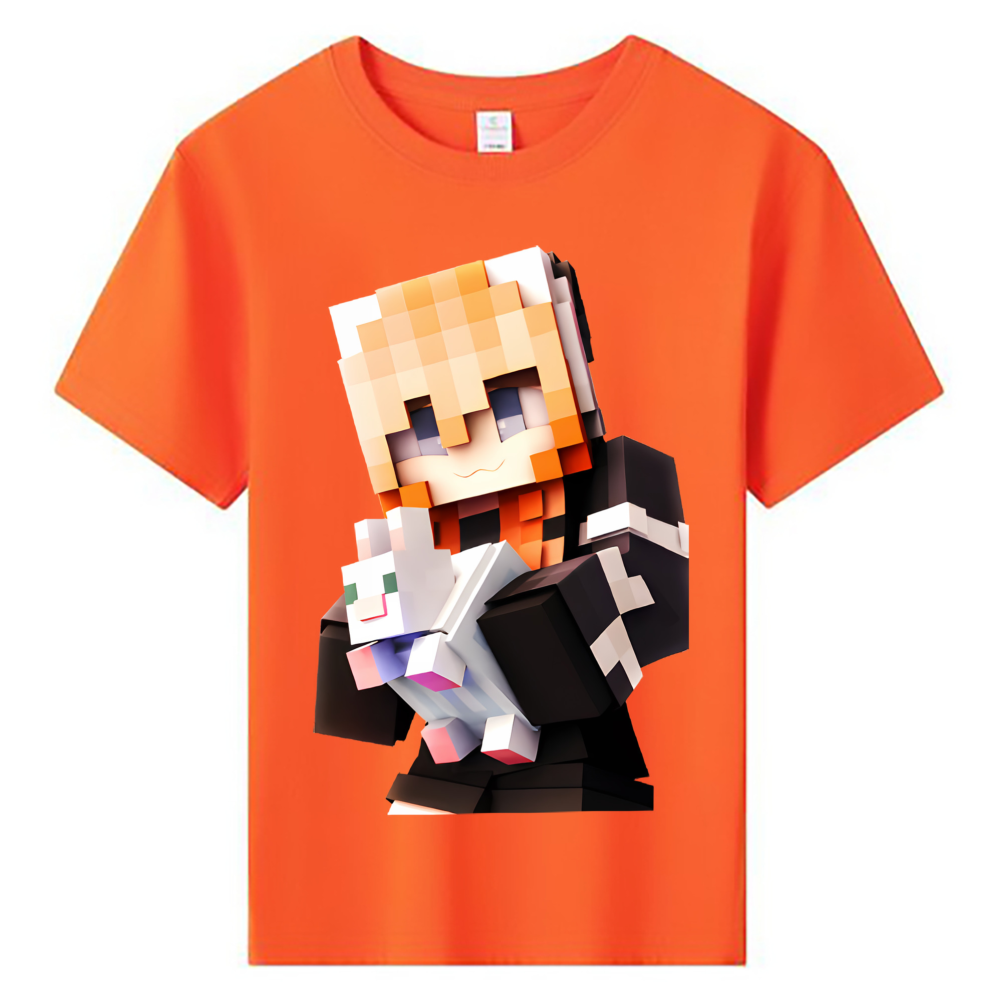 （画像用） マインクラフト ブロックの世界 Minecraft MC Block world 綿100％キッズTシャツ（フロントプリント）