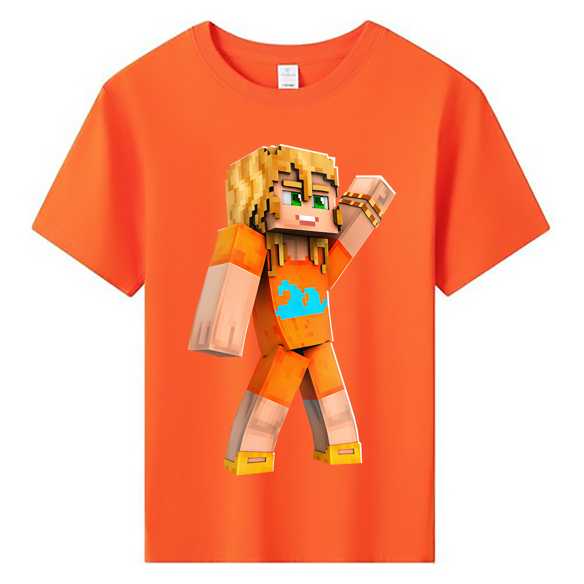 （画像用） マインクラフト ブロックの世界 Minecraft MC Block world 綿100％キッズTシャツ（フロントプリント）