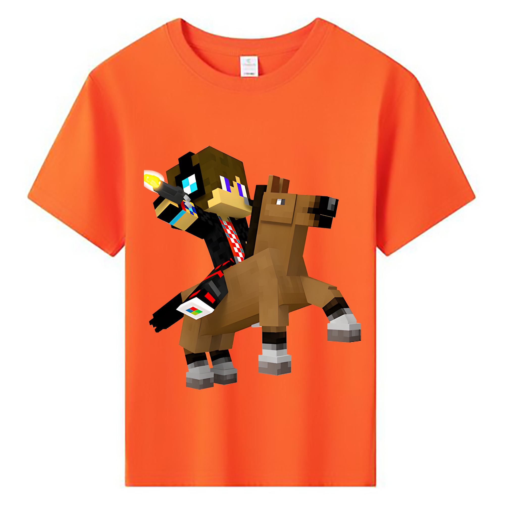 （画像用） マインクラフト ブロックの世界 Minecraft MC Block world 綿100％キッズTシャツ（フロントプリント）