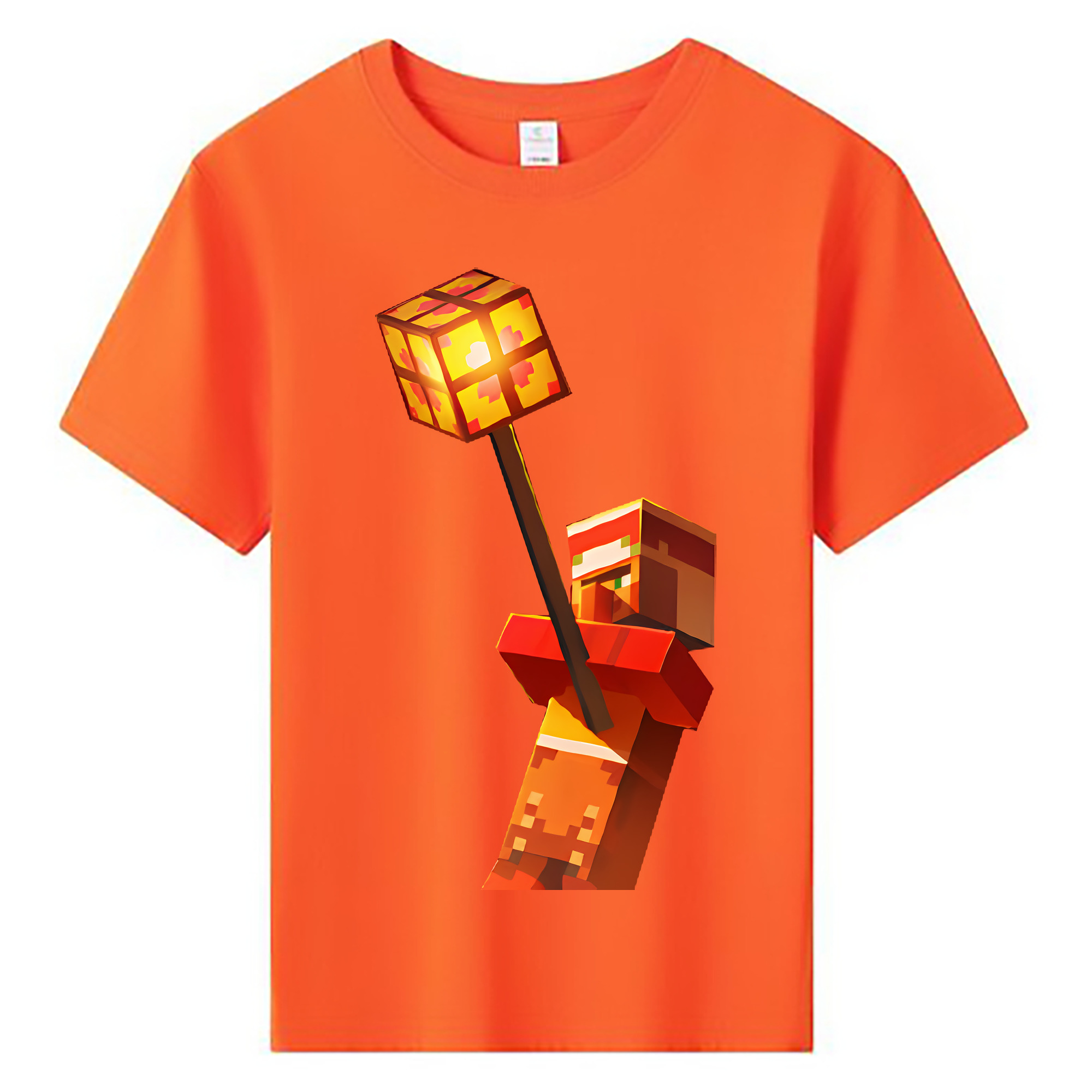 （画像用） マインクラフト ブロックの世界 Minecraft MC Block world 綿100％キッズTシャツ（フロントプリント）
