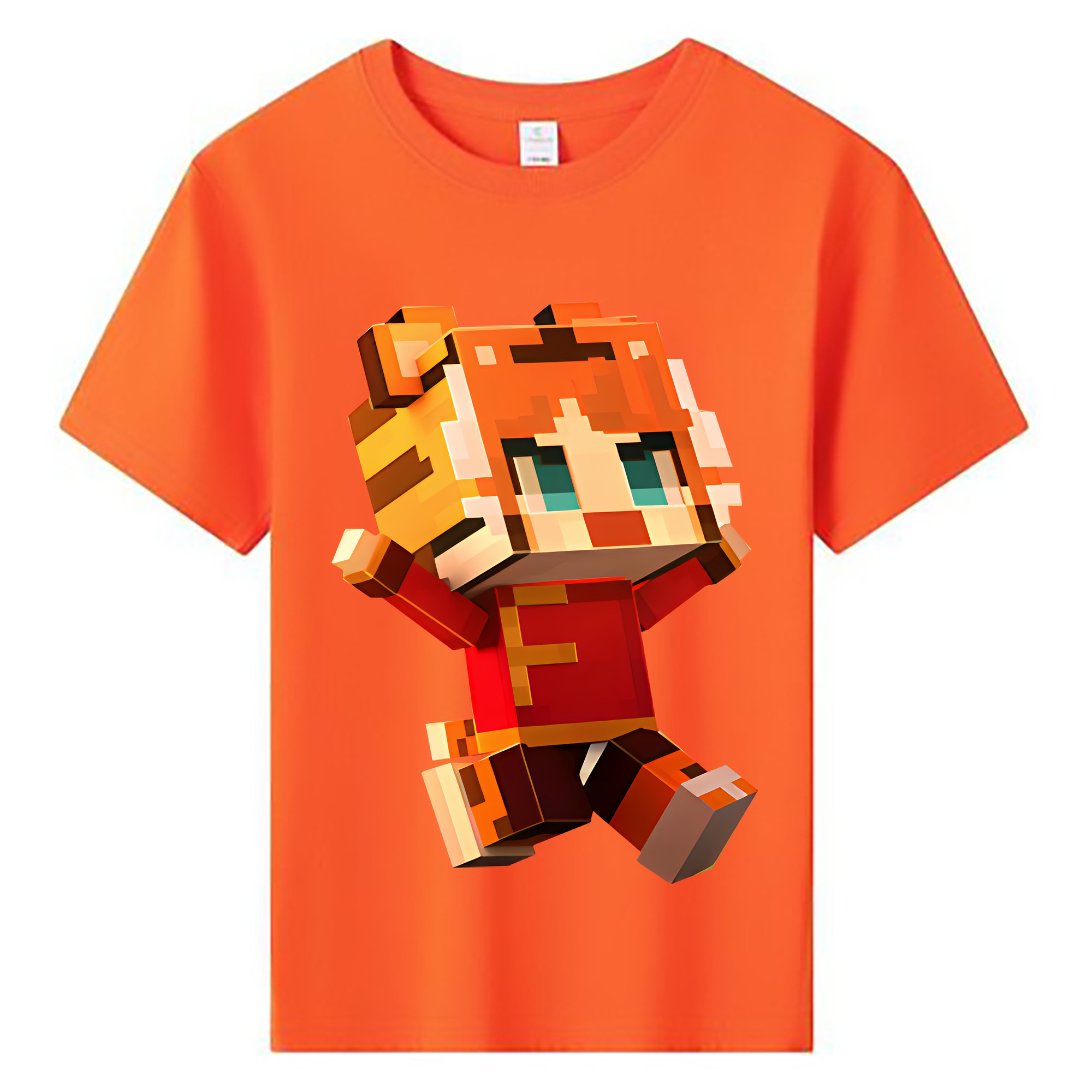 （画像用） マインクラフト ブロックの世界 Minecraft MC Block world 綿100％キッズTシャツ（フロントプリント）