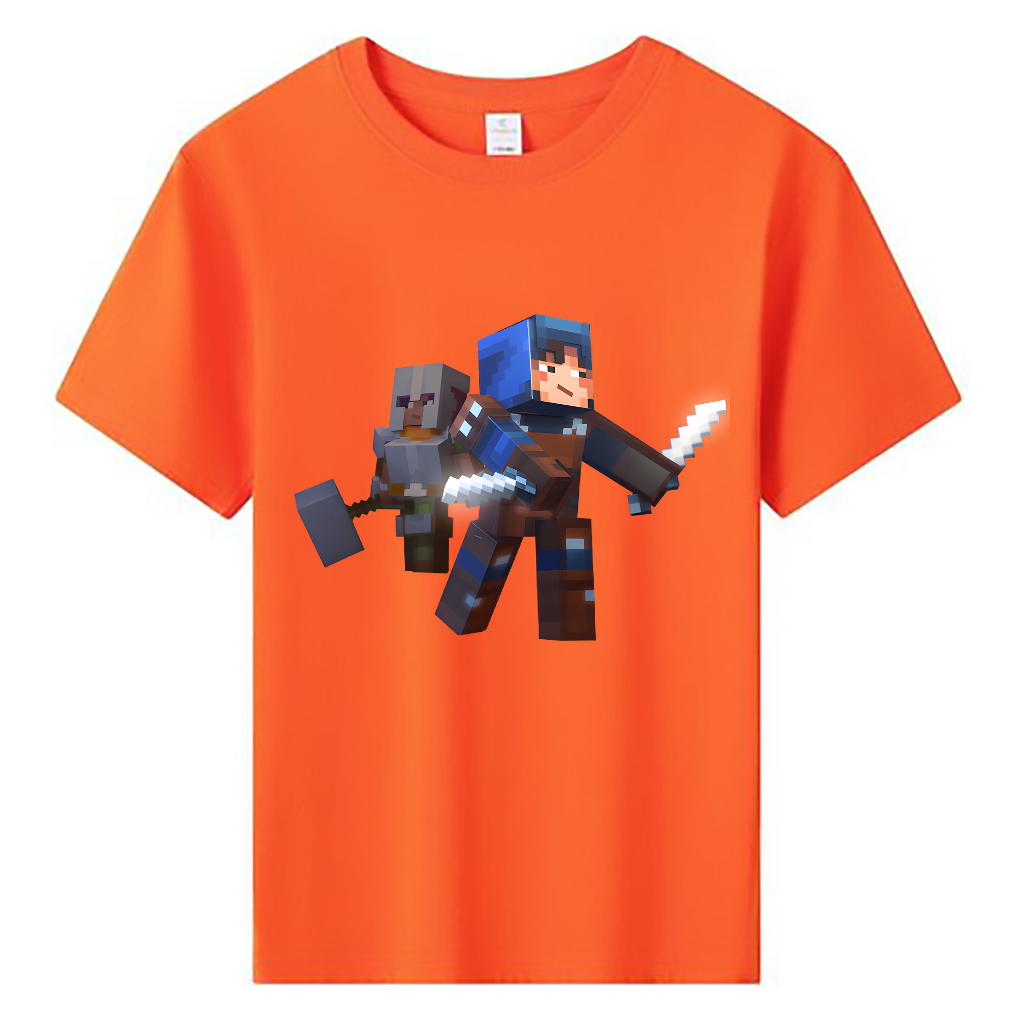 （画像用） マインクラフト ブロックの世界 Minecraft MC Block world 綿100％キッズTシャツ（フロントプリント）