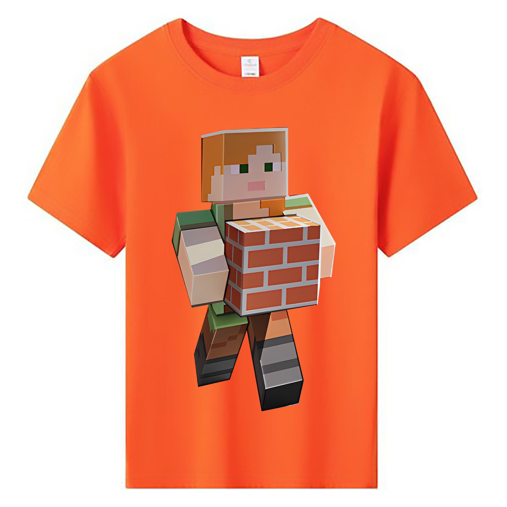 （画像用） マインクラフト ブロックの世界 Minecraft MC Block world 綿100％キッズTシャツ（フロントプリント）