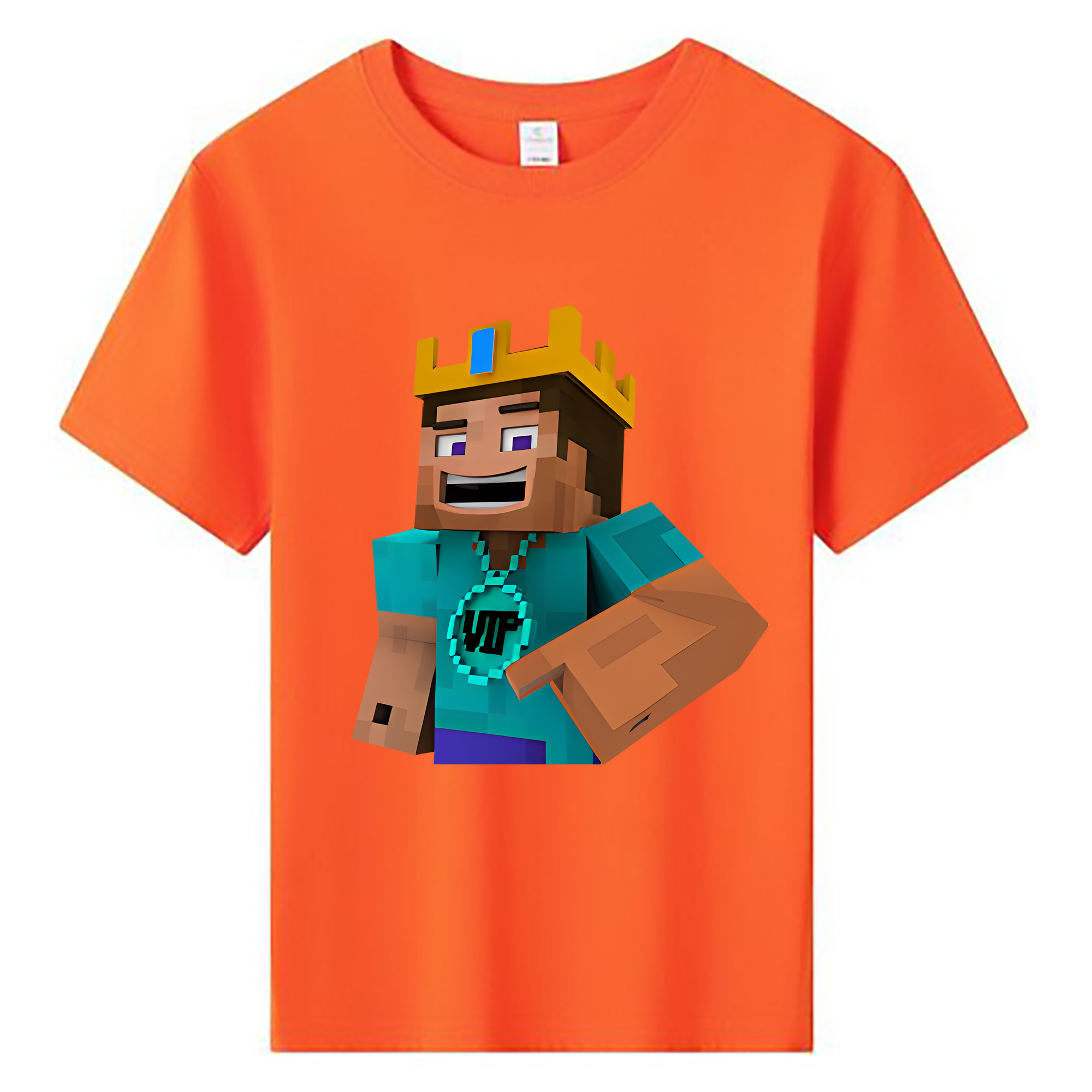 （画像用） マインクラフト ブロックの世界 Minecraft MC Block world 綿100％キッズTシャツ（フロントプリント）