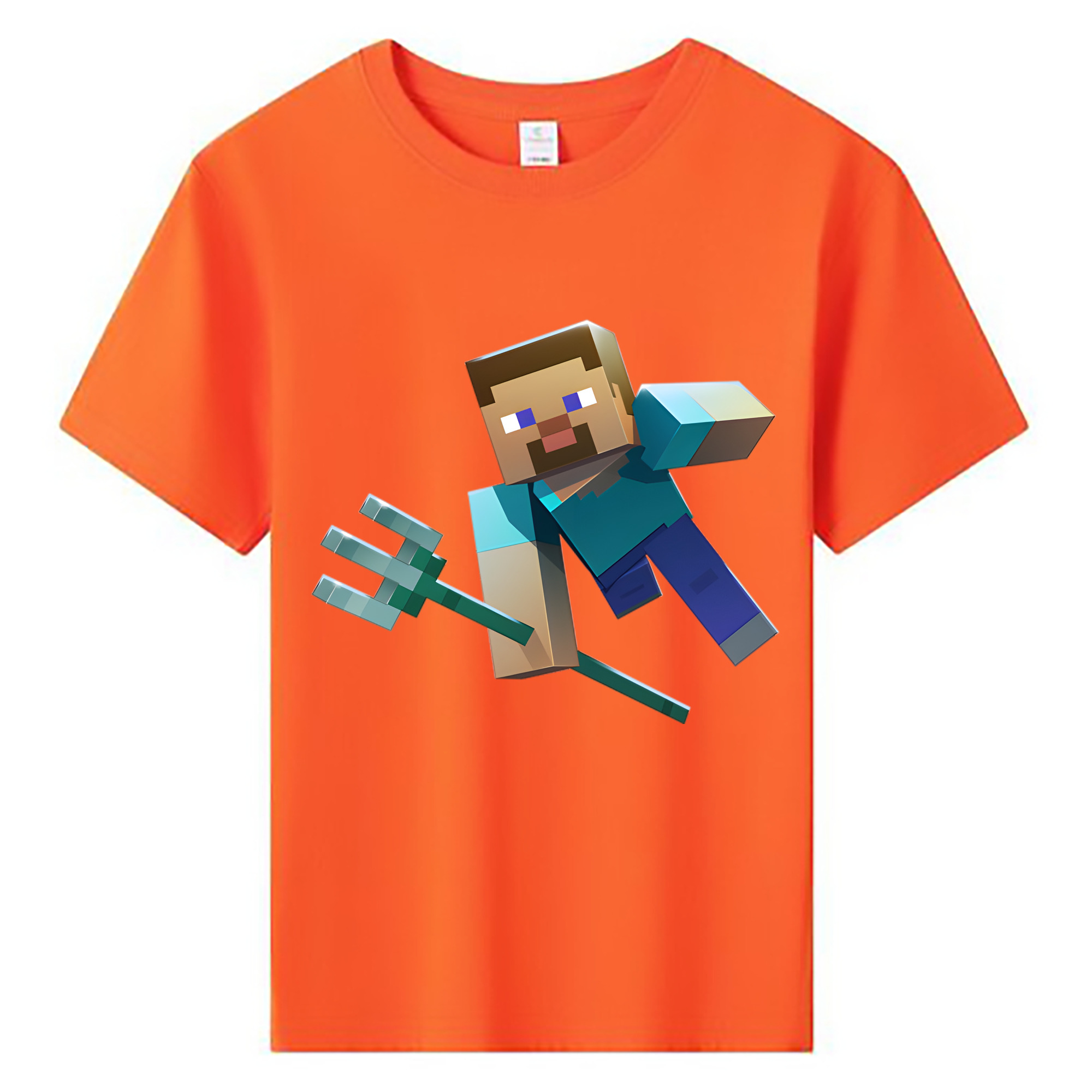 （画像用） マインクラフト ブロックの世界 Minecraft MC Block world 綿100％キッズTシャツ（フロントプリント）