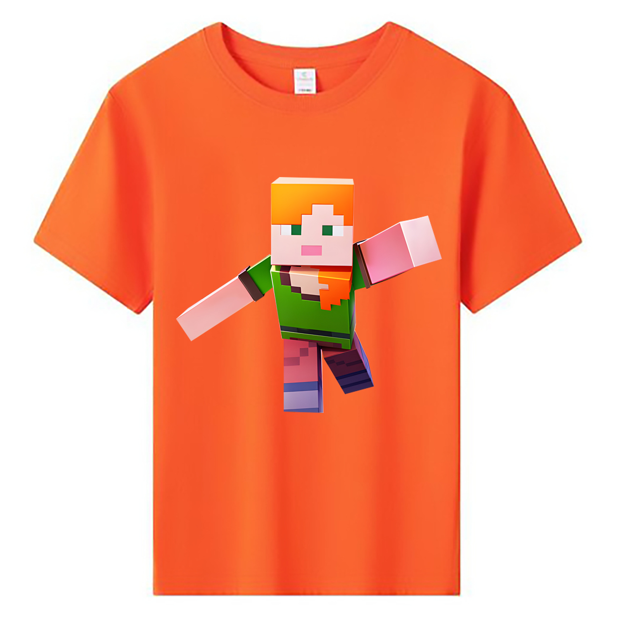 （画像用） マインクラフト ブロックの世界 Minecraft MC Block world 綿100％キッズTシャツ（フロントプリント）