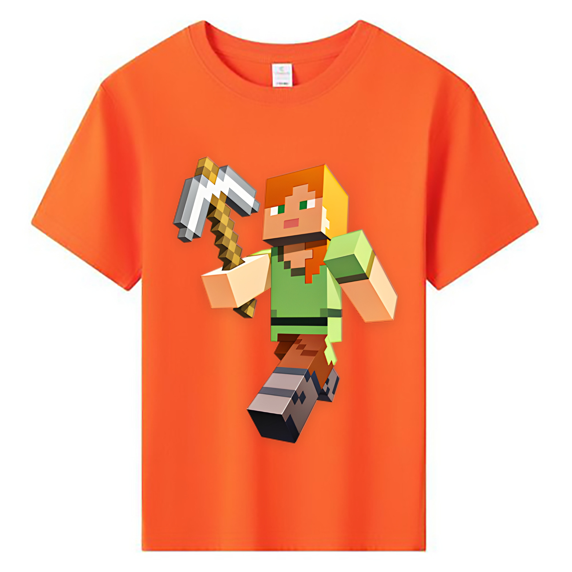（画像用） マインクラフト ブロックの世界 Minecraft MC Block world 綿100％キッズTシャツ（フロントプリント）