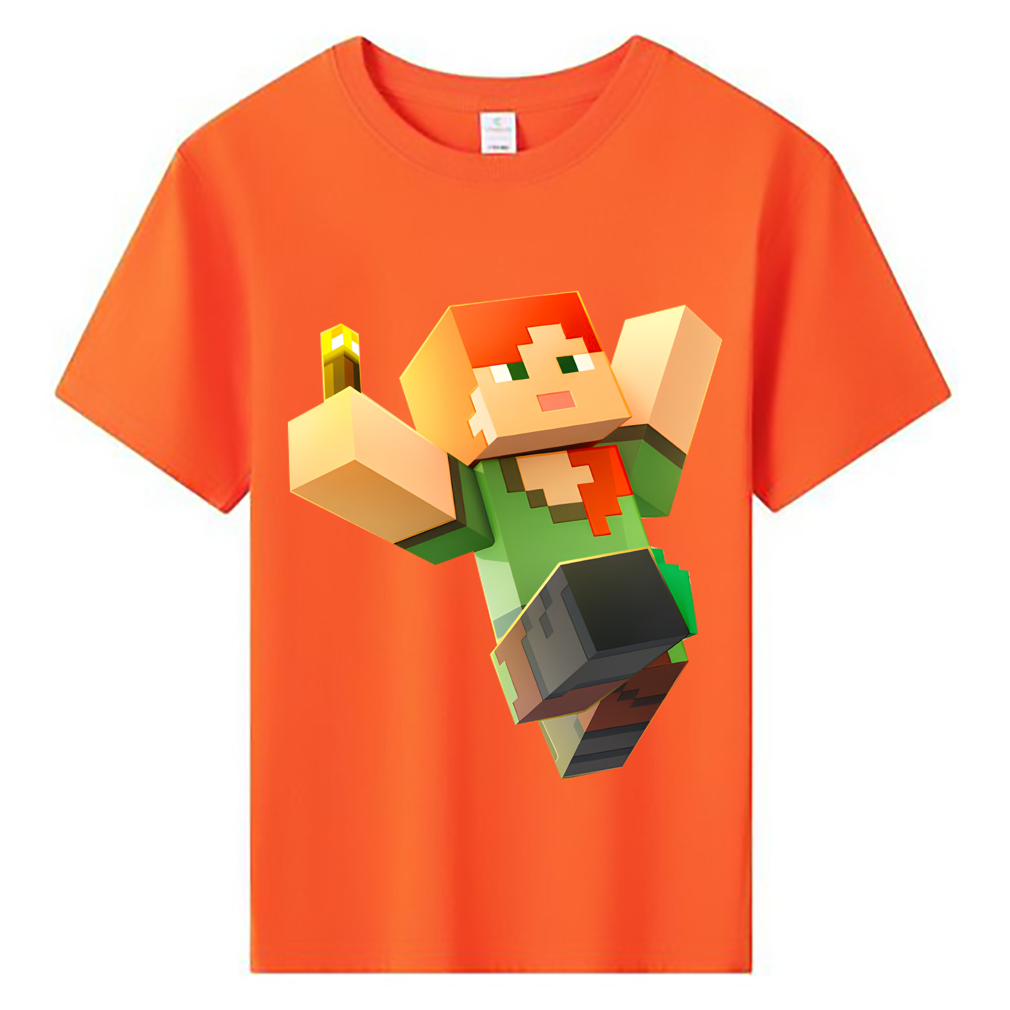 （画像用） マインクラフト ブロックの世界 Minecraft MC Block world 綿100％キッズTシャツ（フロントプリント）