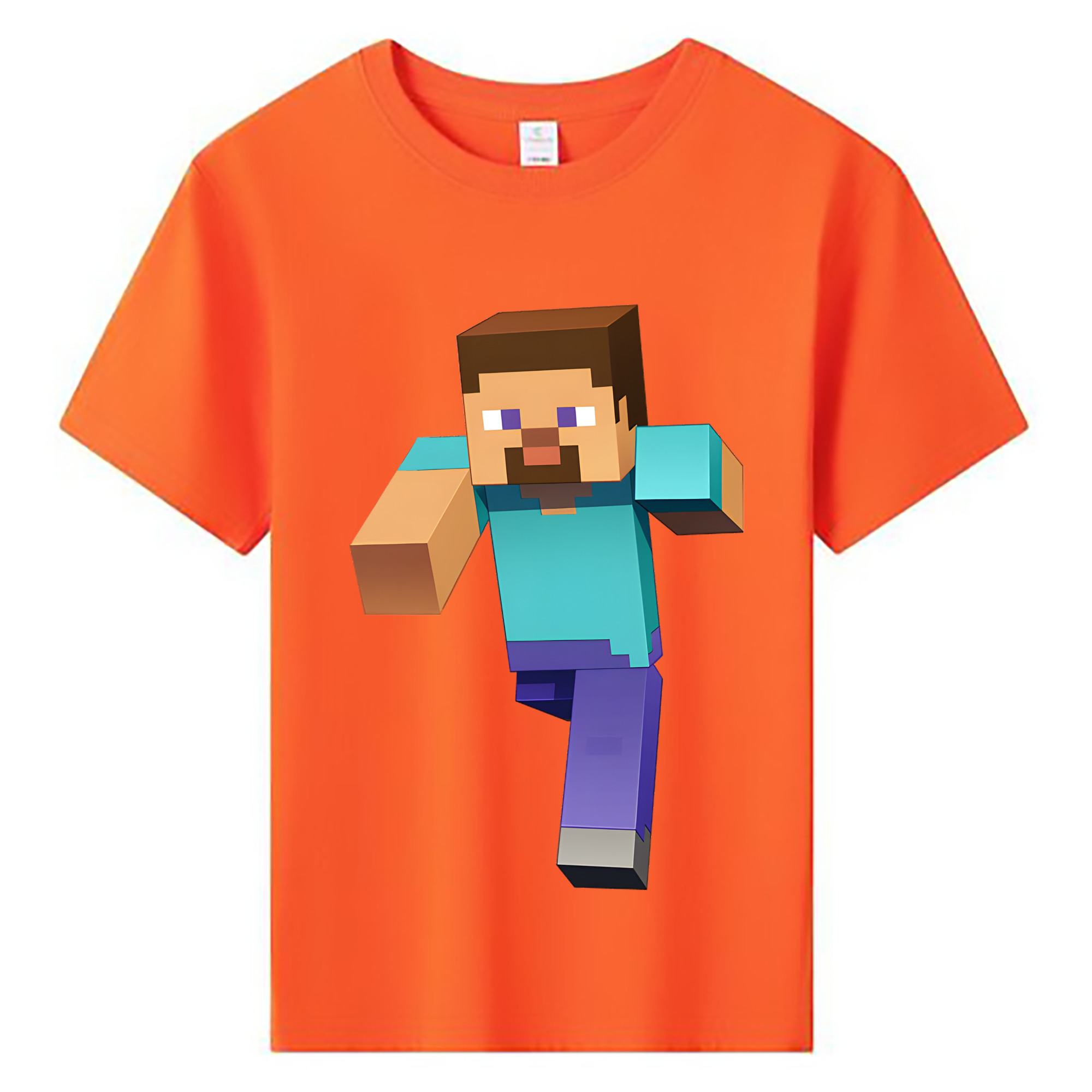 （画像用） マインクラフト ブロックの世界 Minecraft MC Block world 綿100％キッズTシャツ（フロントプリント）
