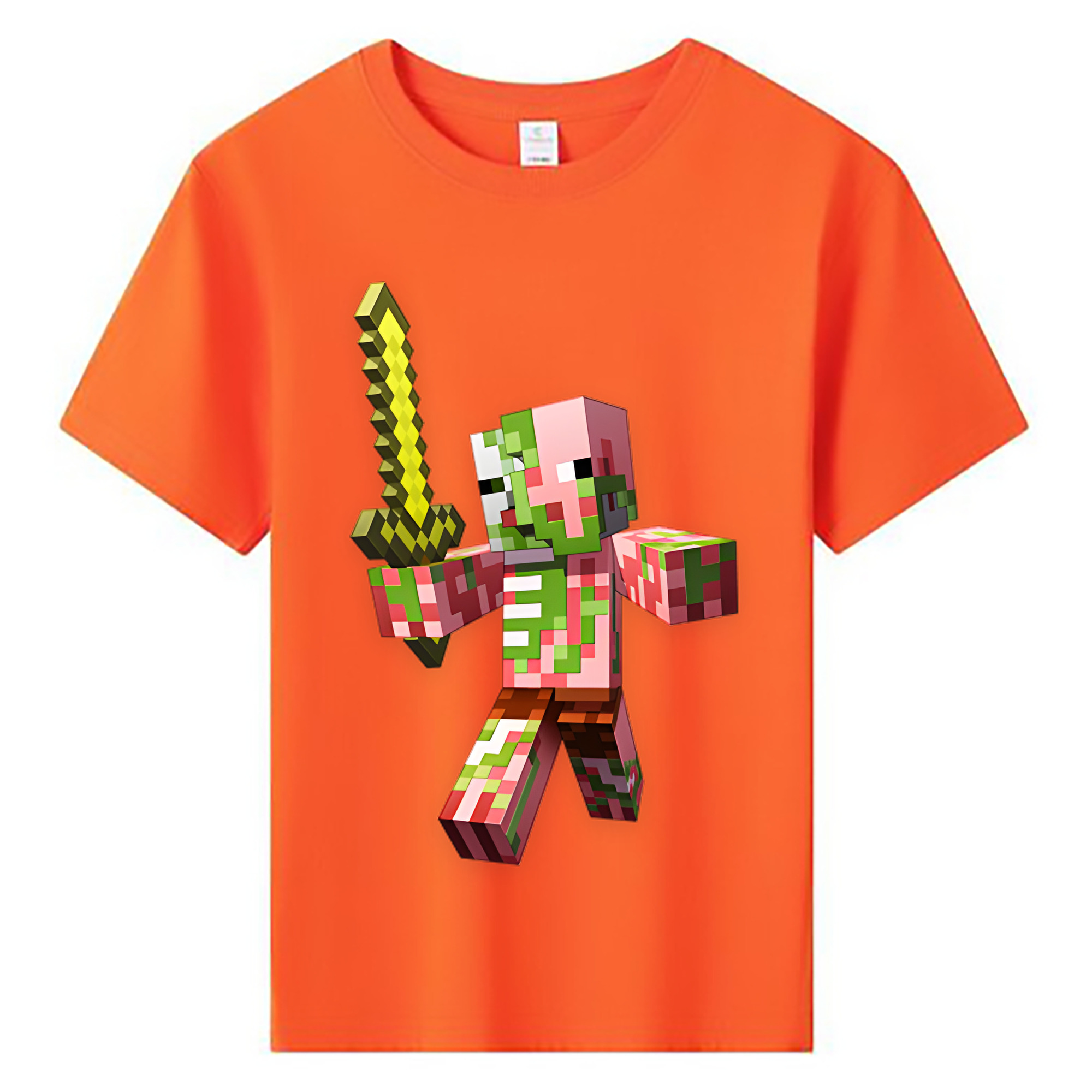 （画像用） マインクラフト ブロックの世界 Minecraft MC Block world 綿100％キッズTシャツ（フロントプリント）