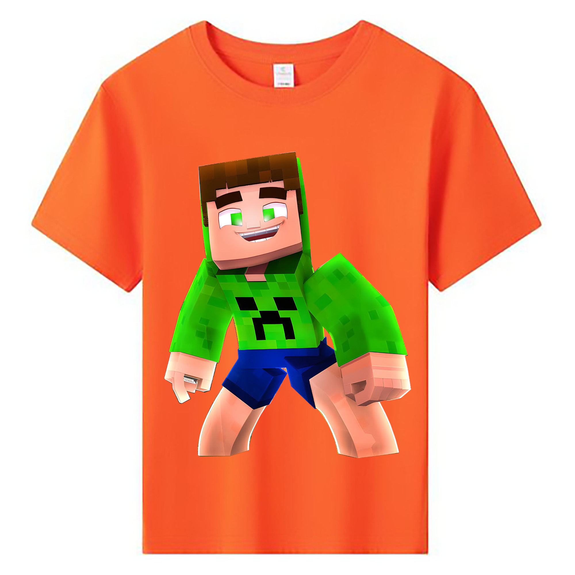 （画像用） マインクラフト ブロックの世界 Minecraft MC Block world 綿100％キッズTシャツ（フロントプリント）