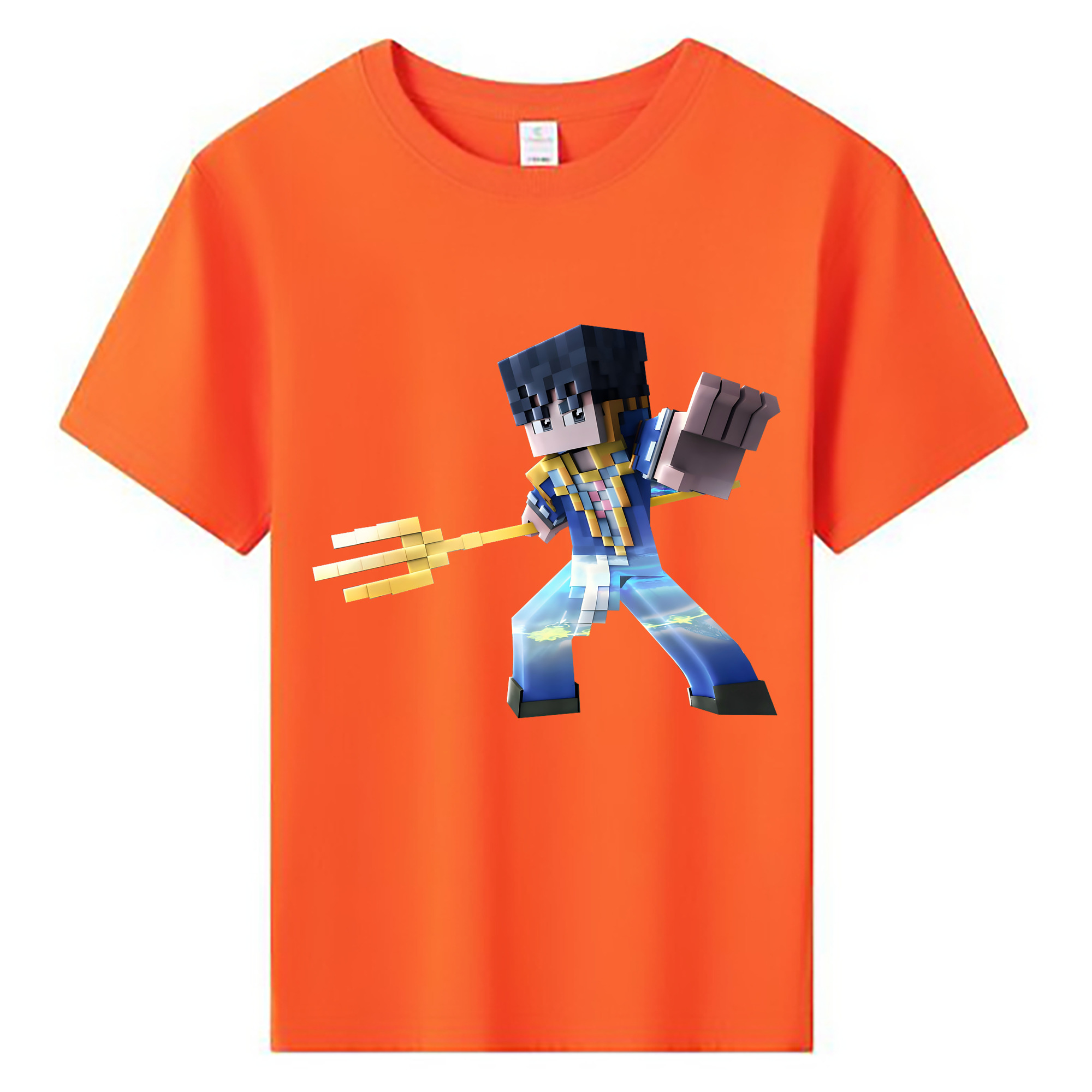 （画像用） マインクラフト ブロックの世界 Minecraft MC Block world 綿100％キッズTシャツ（フロントプリント）