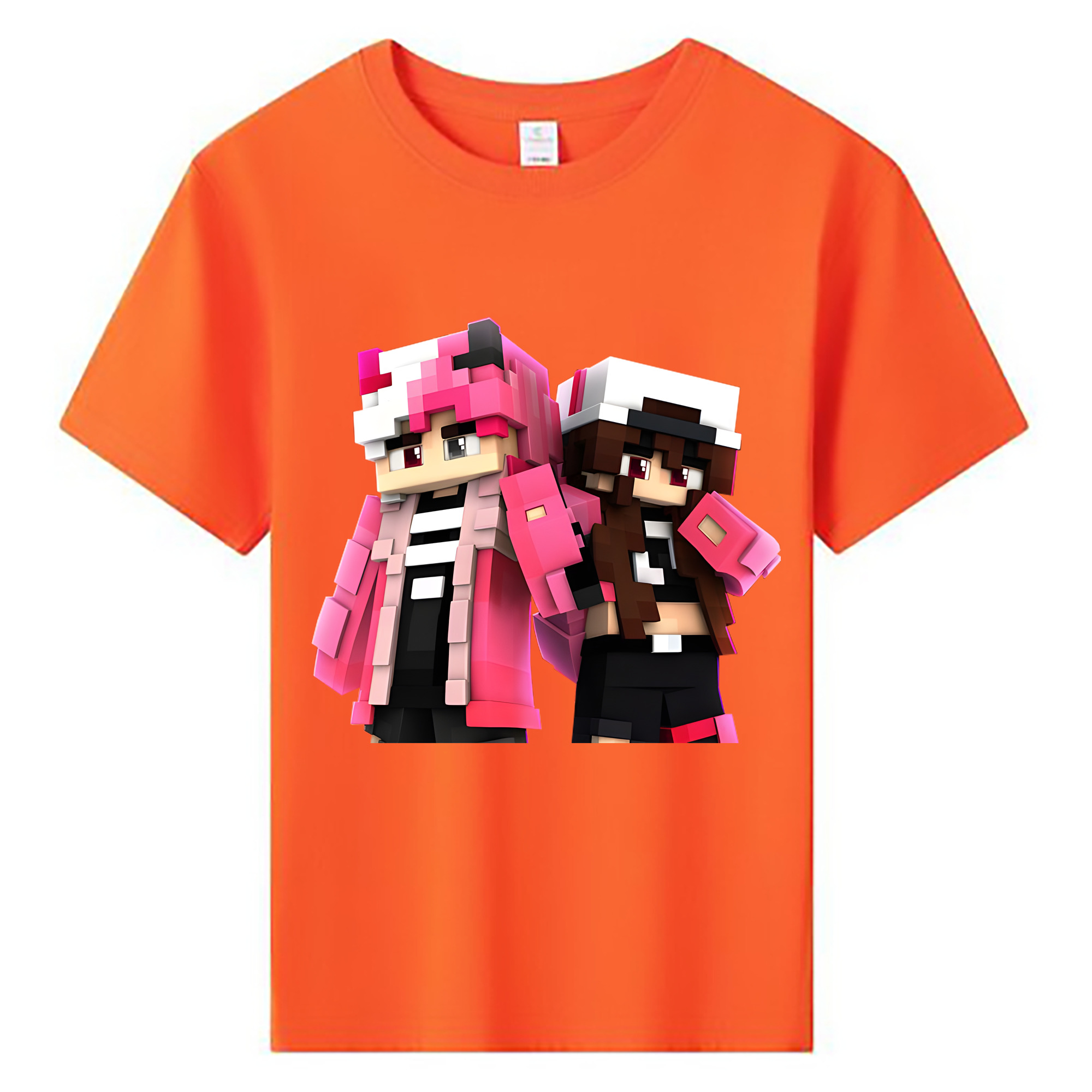 （画像用） マインクラフト ブロックの世界 Minecraft MC Block world 綿100％キッズTシャツ（フロントプリント）