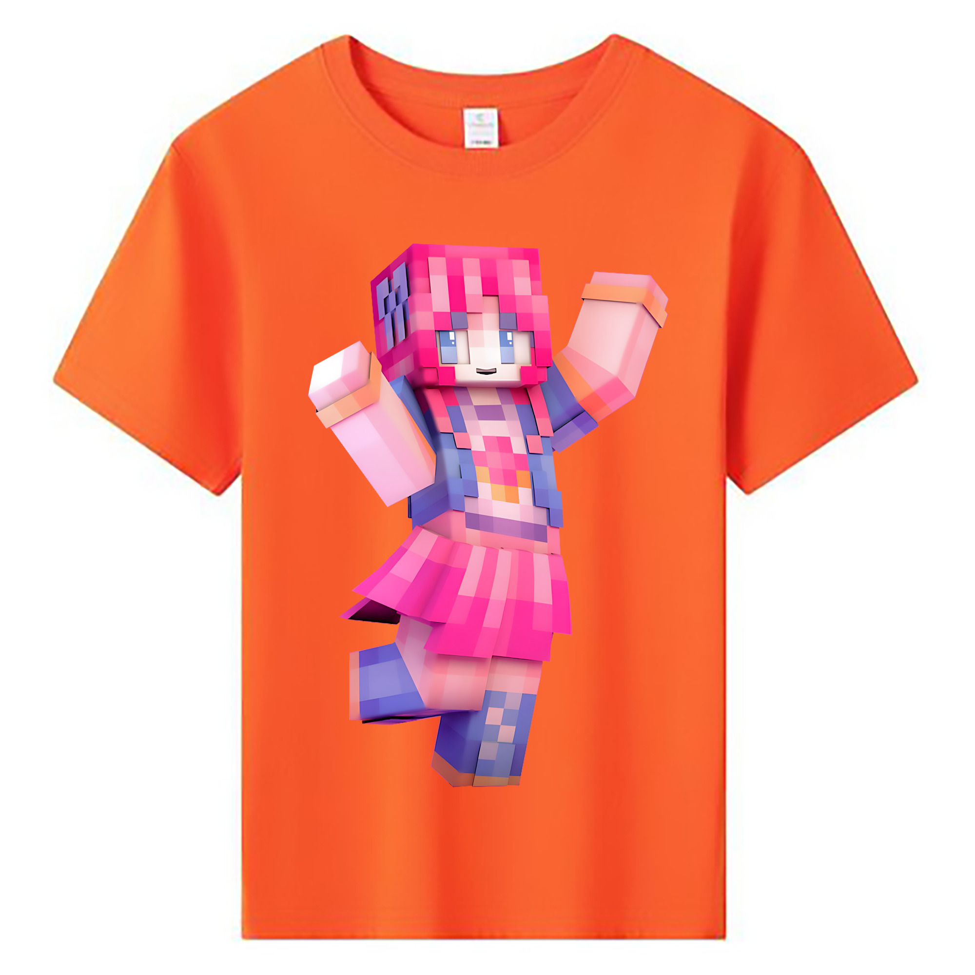 （画像用） マインクラフト ブロックの世界 Minecraft MC Block world 綿100％キッズTシャツ（フロントプリント）
