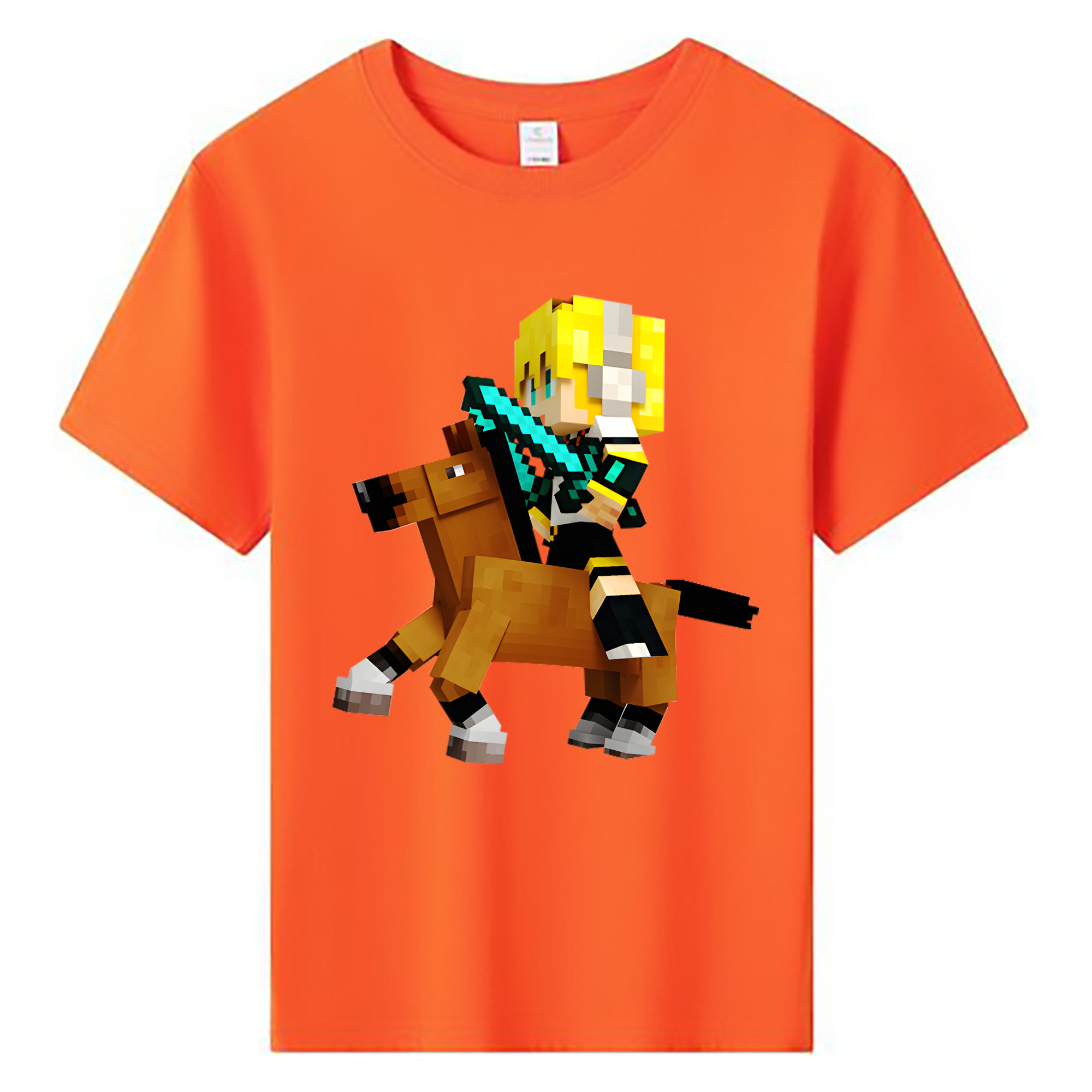 （画像用） マインクラフト ブロックの世界 Minecraft MC Block world 綿100％キッズTシャツ（フロントプリント）