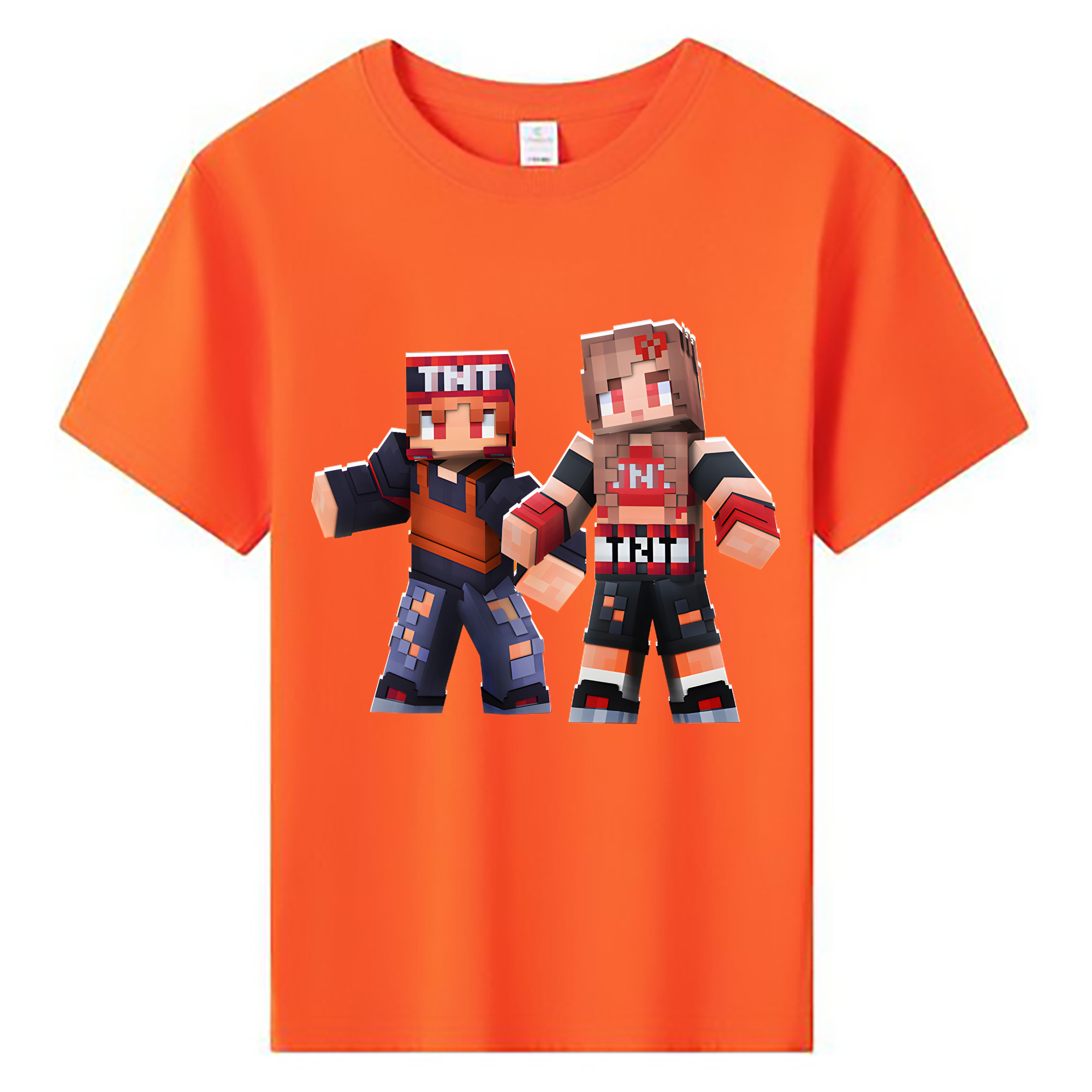 （画像用） マインクラフト ブロックの世界 Minecraft MC Block world 綿100％キッズTシャツ（フロントプリント）