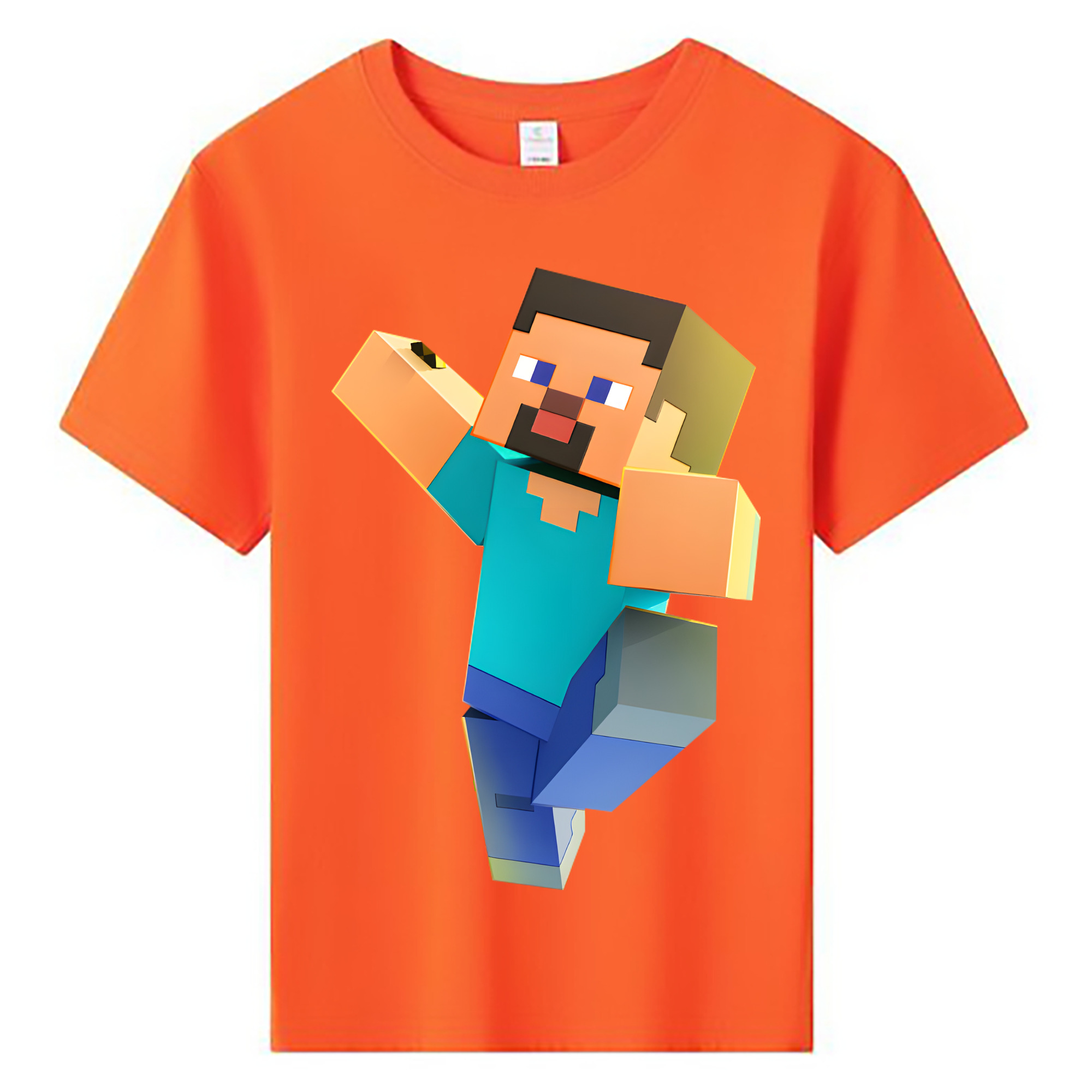 （画像用） マインクラフト ブロックの世界 Minecraft MC Block world 綿100％キッズTシャツ（フロントプリント）