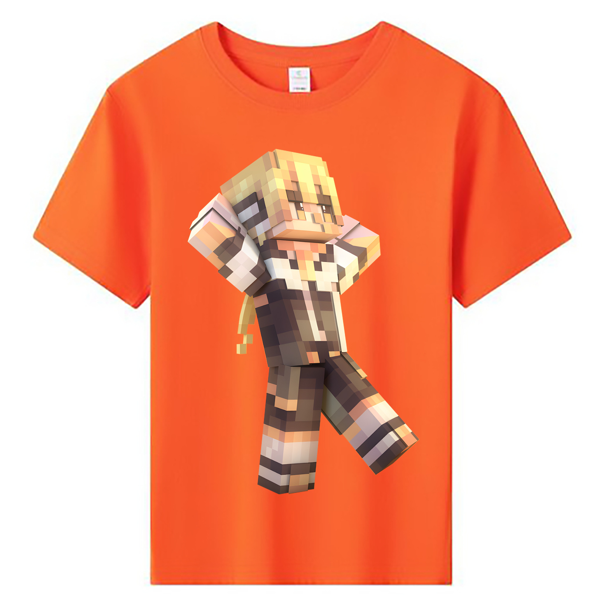（画像用） マインクラフト ブロックの世界 Minecraft MC Block world 綿100％キッズTシャツ（フロントプリント）