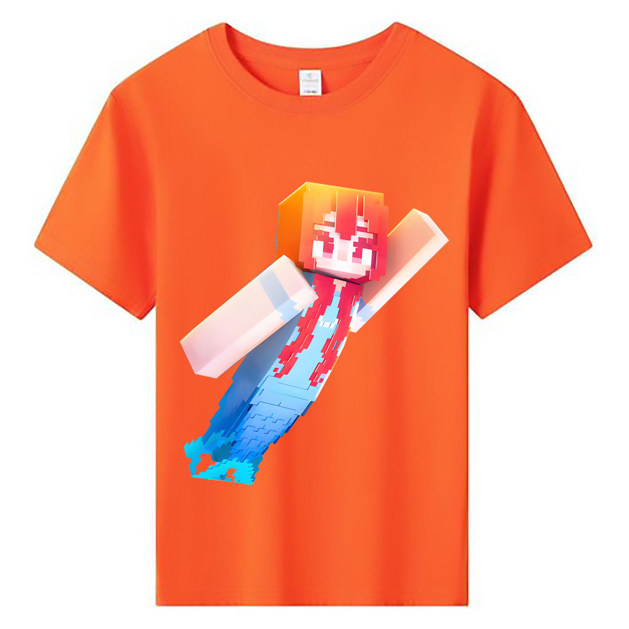 （画像用） マインクラフト ブロックの世界 Minecraft MC Block world 綿100％キッズTシャツ（フロントプリント）