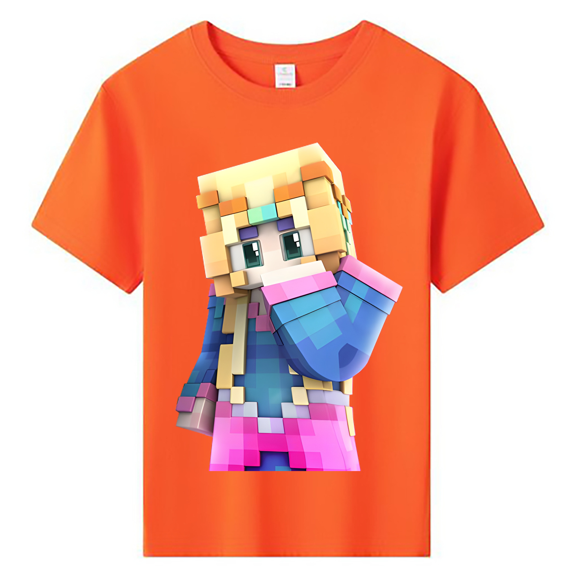 （画像用） マインクラフト ブロックの世界 Minecraft MC Block world 綿100％キッズTシャツ（フロントプリント）